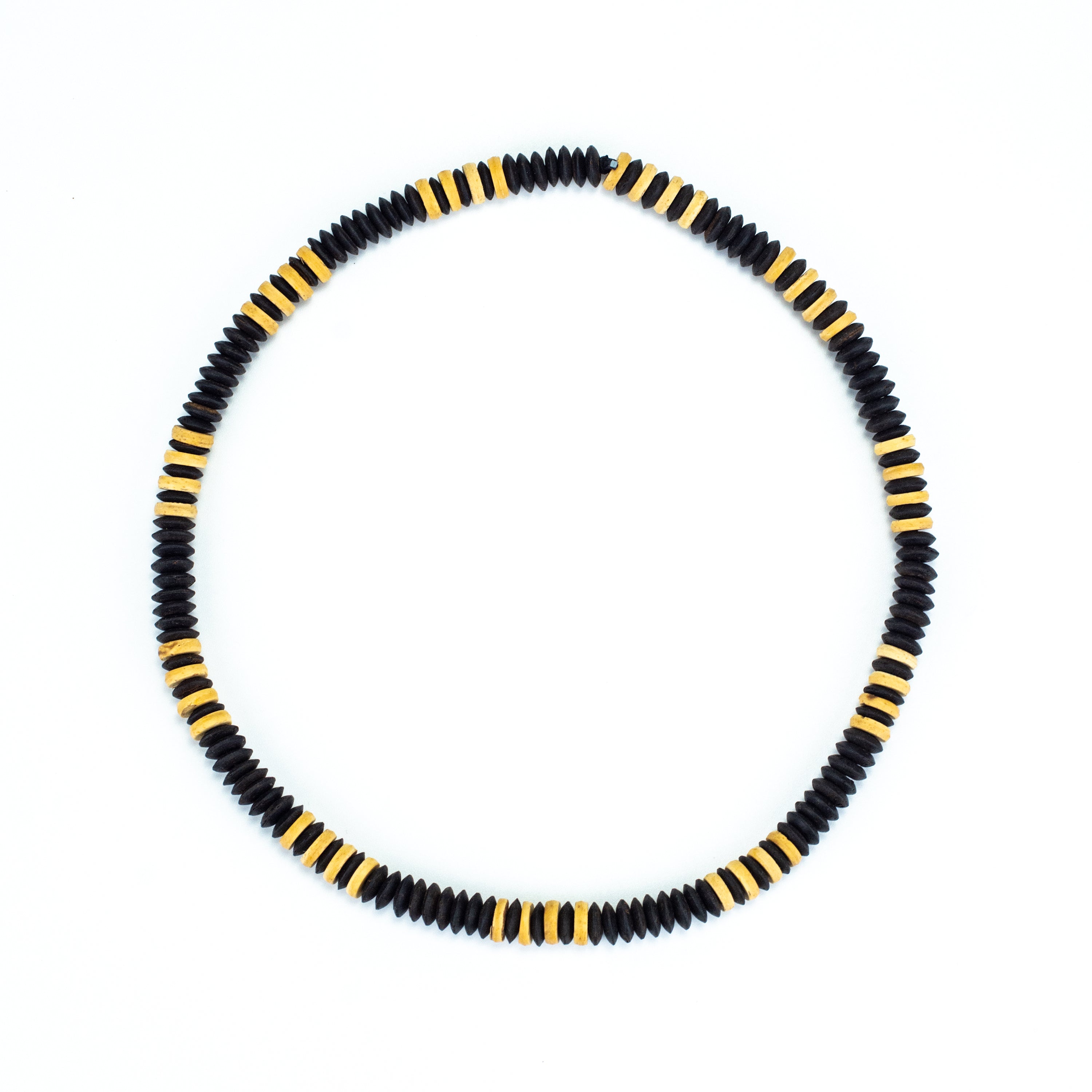 Black and Yellow Wooden Bead Necklace