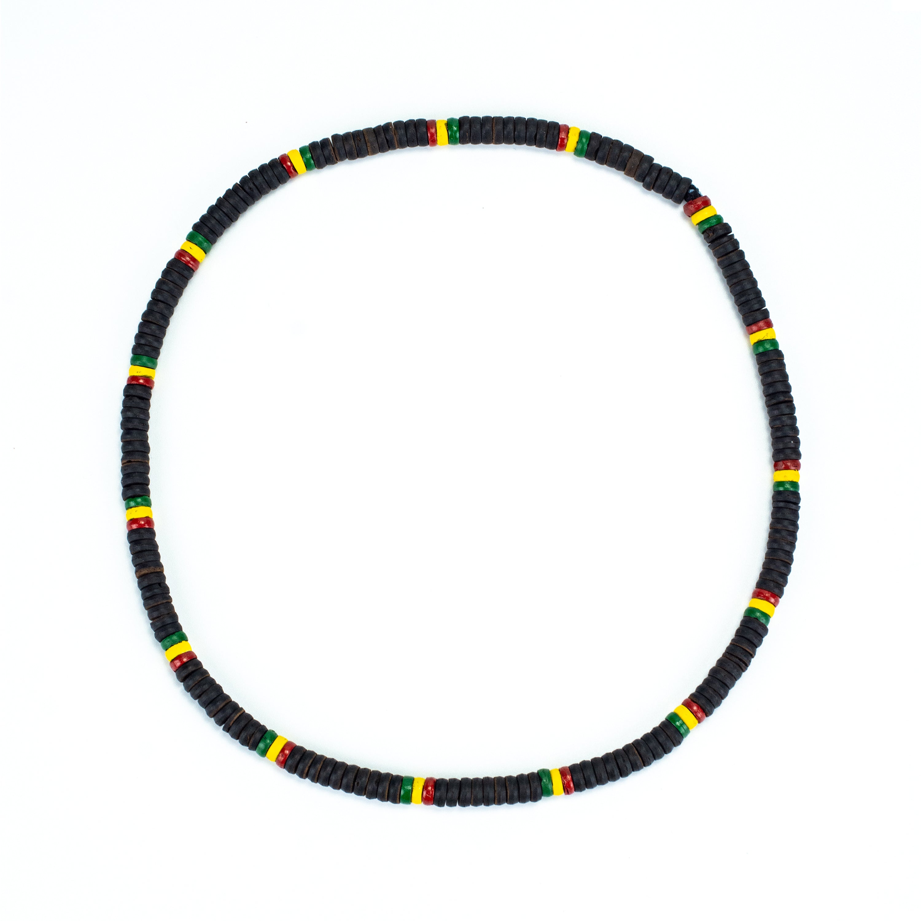 Black and Rasta Wooden Bead Necklace