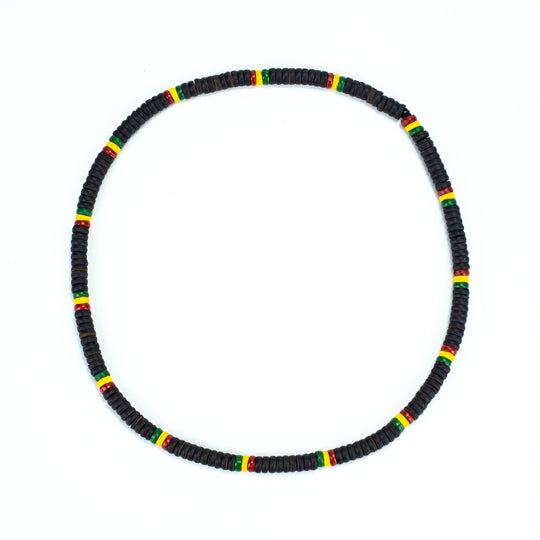 Black and Rasta Wooden Bead Necklace