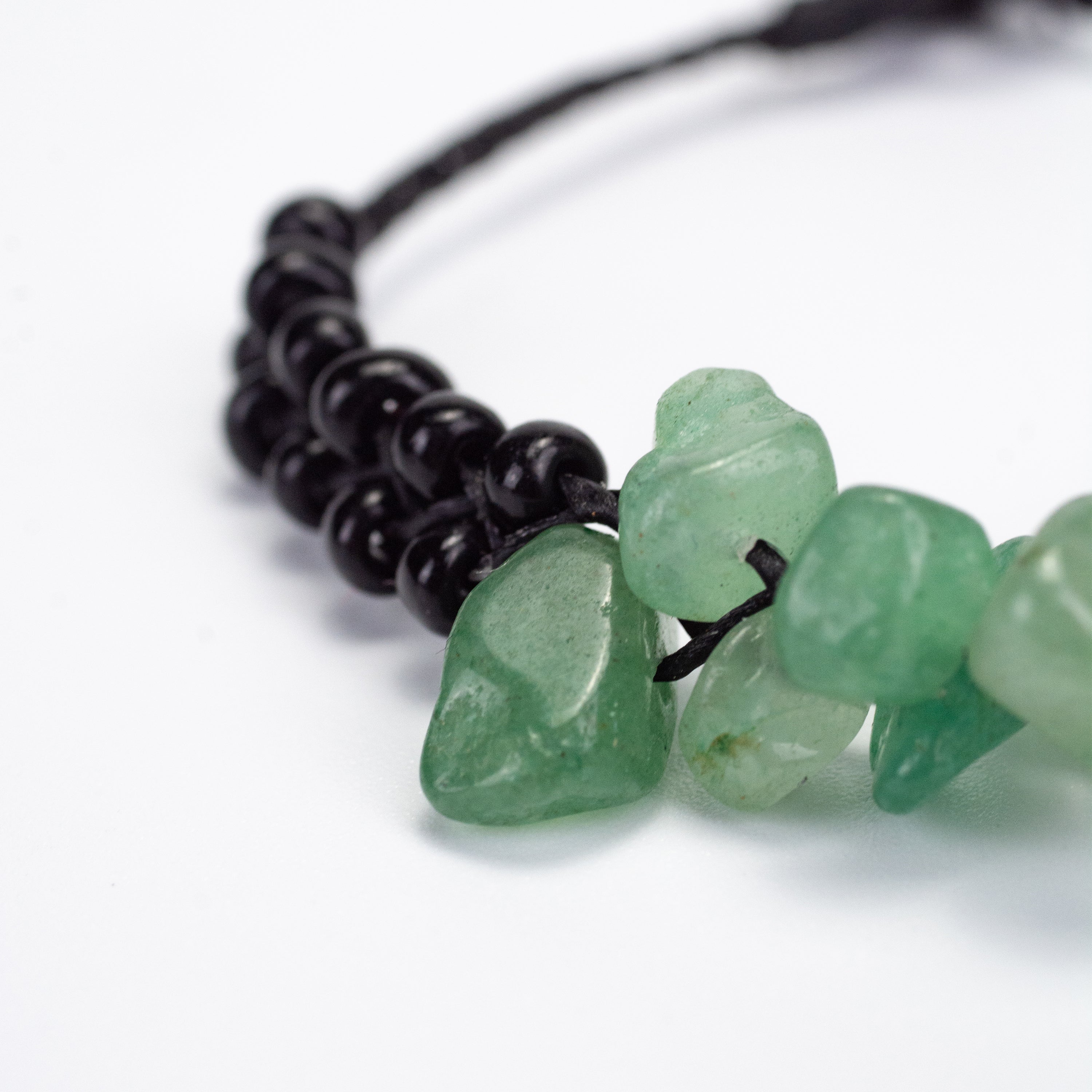 Jade Stones and Black Beads Bracelet in Black