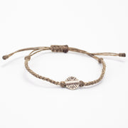 Bracelet with Tribal Circle Silver Charm in Gray