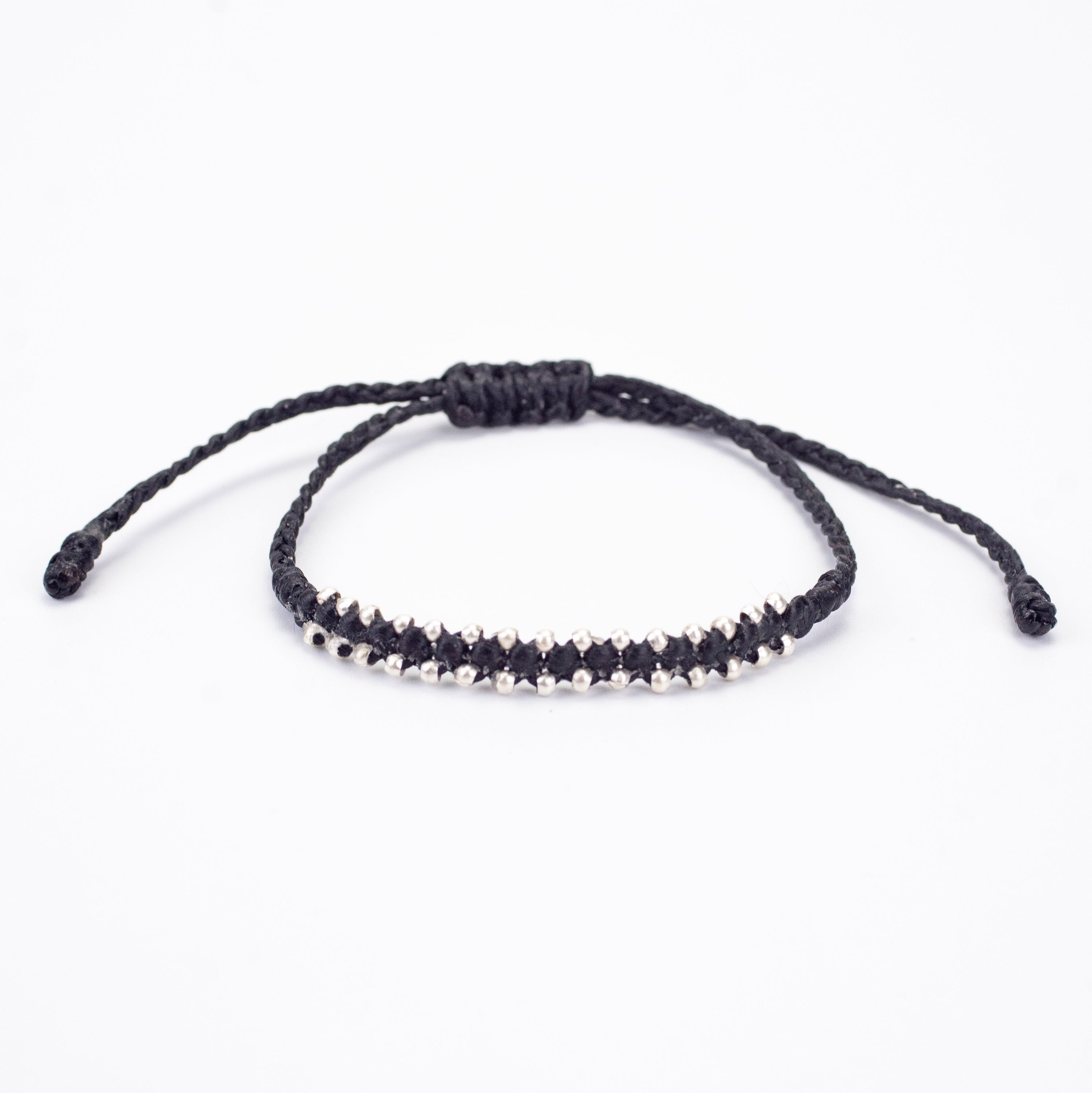 Silver Beads Bracelet in Black