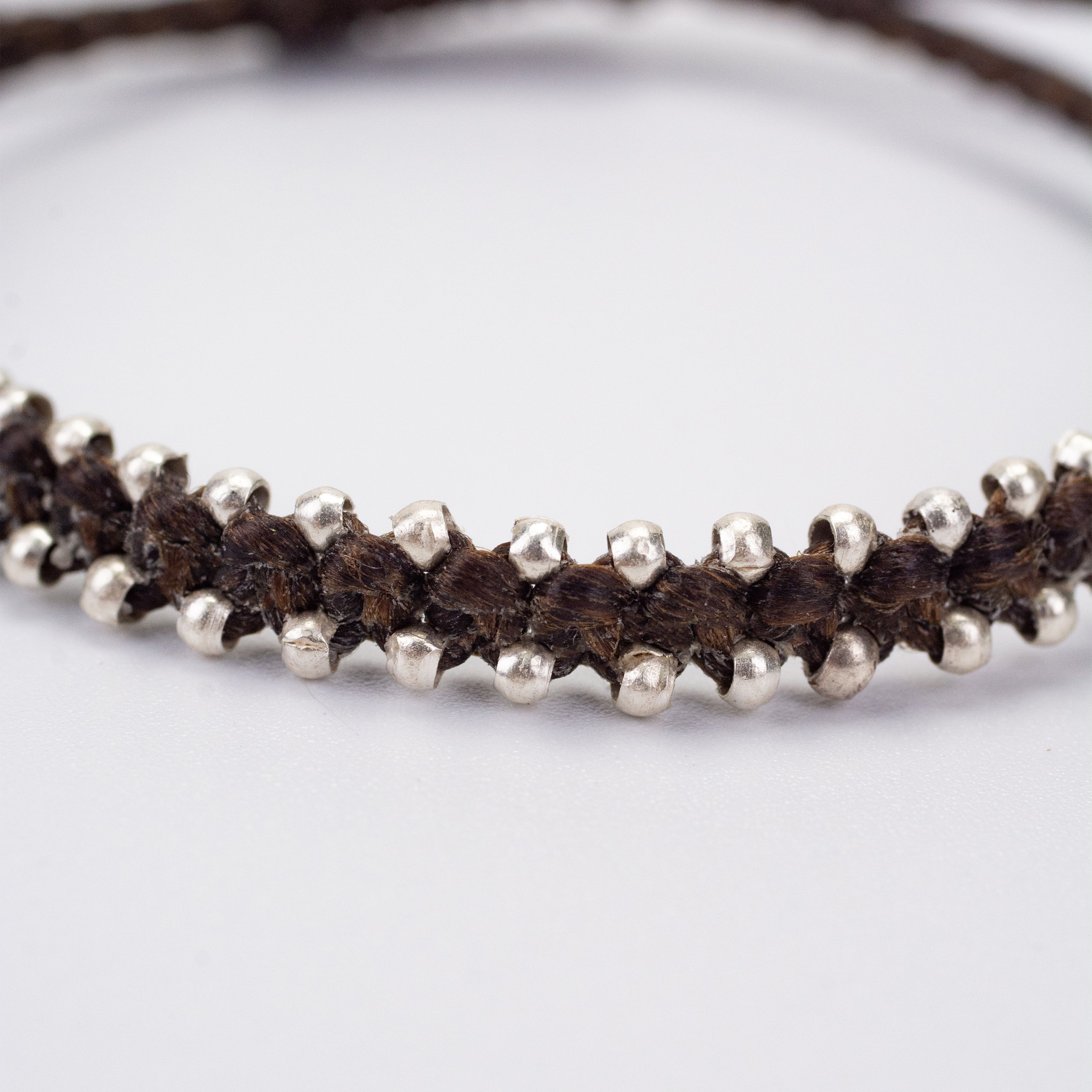 Silver Beads Bracelet in Brown
