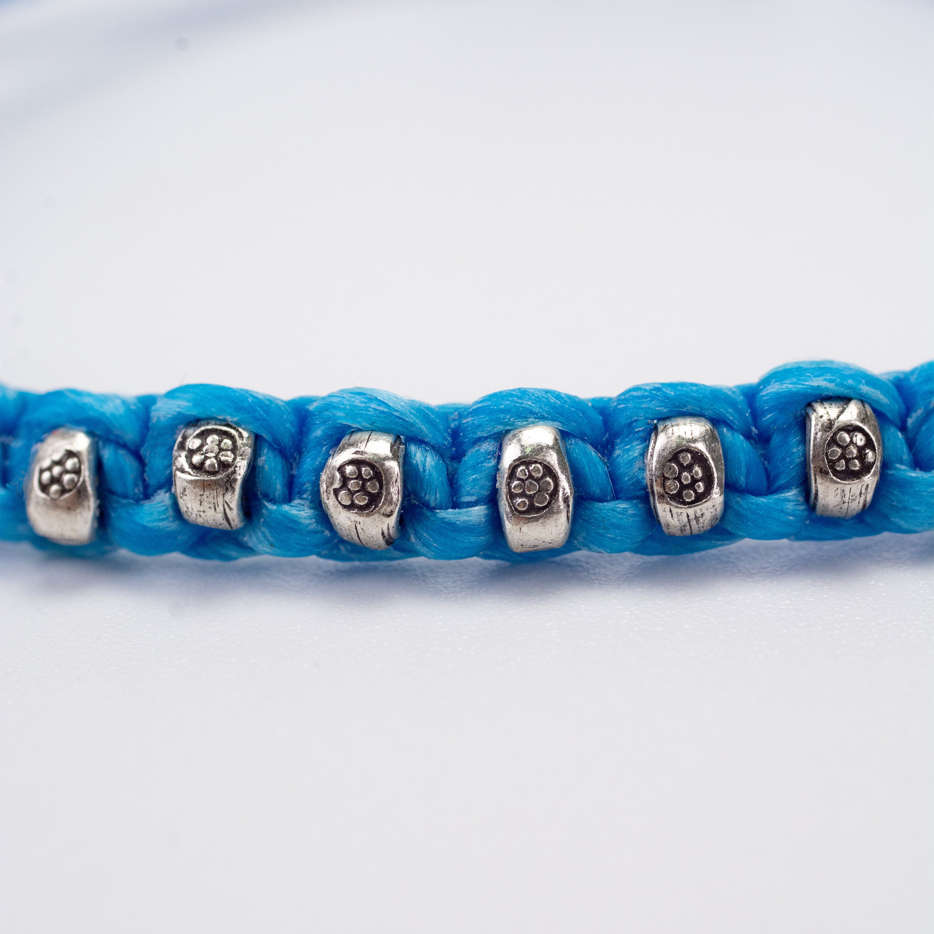 Flower Silver Beads Bracelet in Turquoise