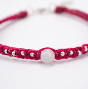 Moonstone and Silver Beads Bracelet in Magenta