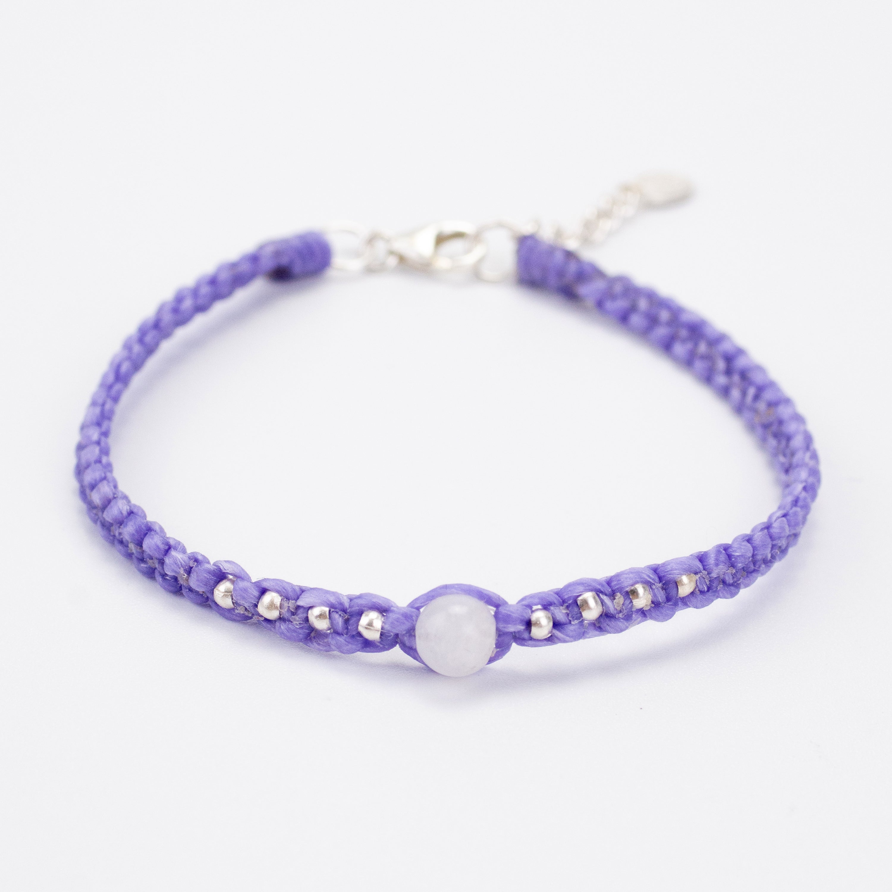 Moonstone and Silver Beads Bracelet in Purple