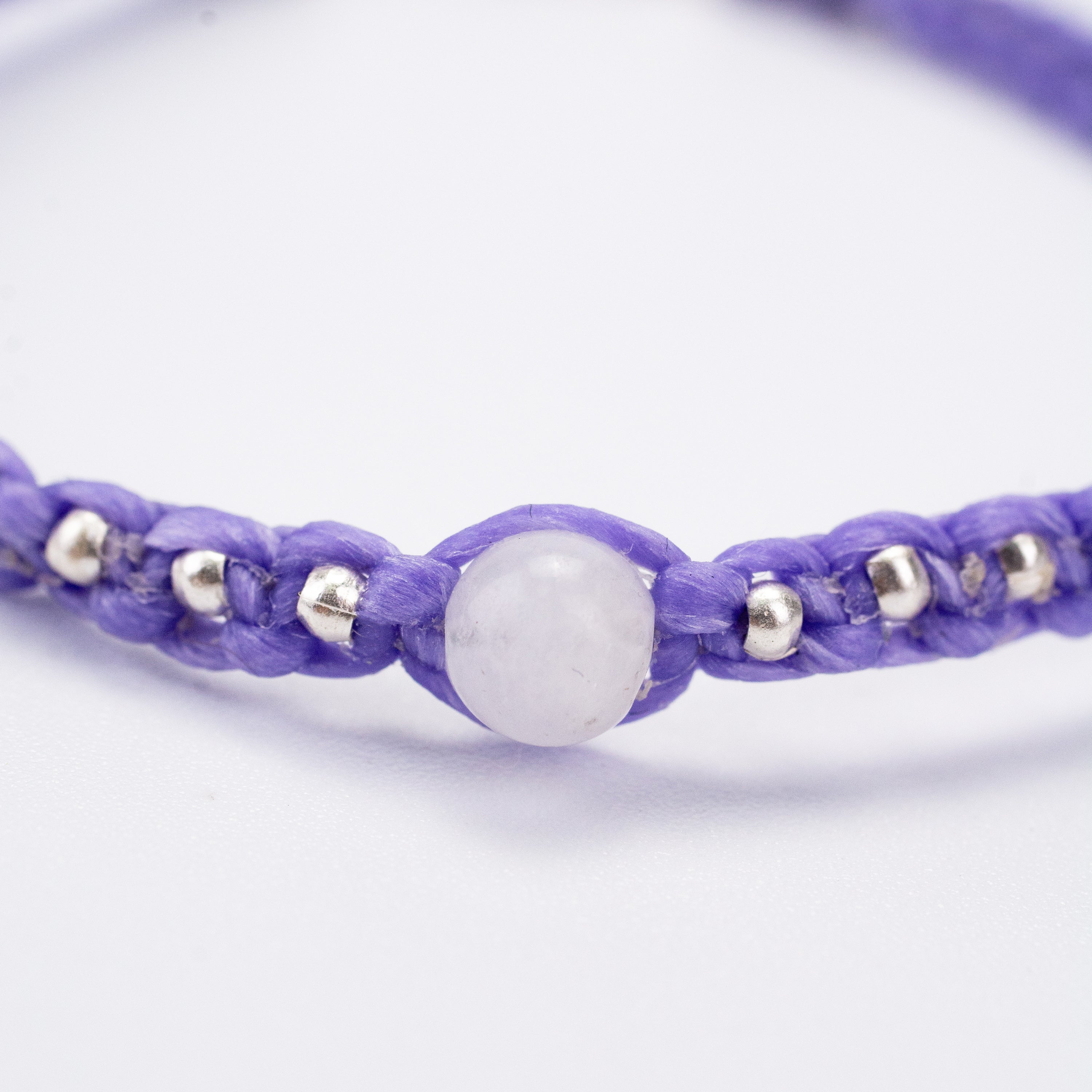 Moonstone and Silver Beads Bracelet in Purple