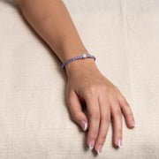 Moonstone and Silver Beads Bracelet in Purple
