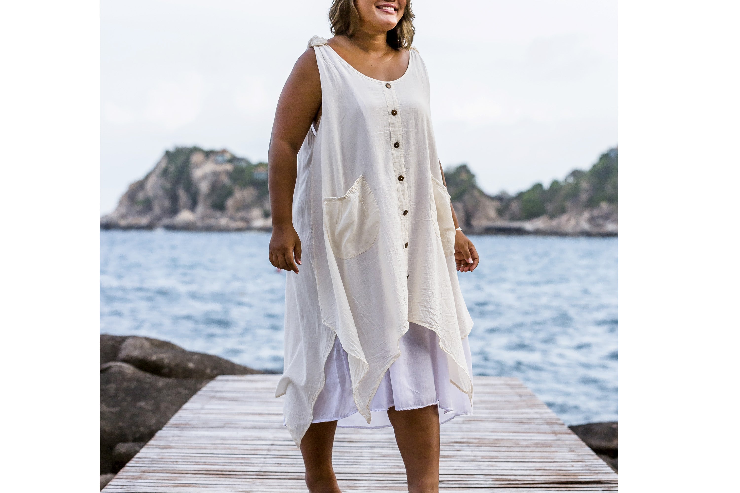 plus size tank dresses cotton Terra & Sky Tank Dress Women's Plus Size 5X Whtie Cotton --L3--