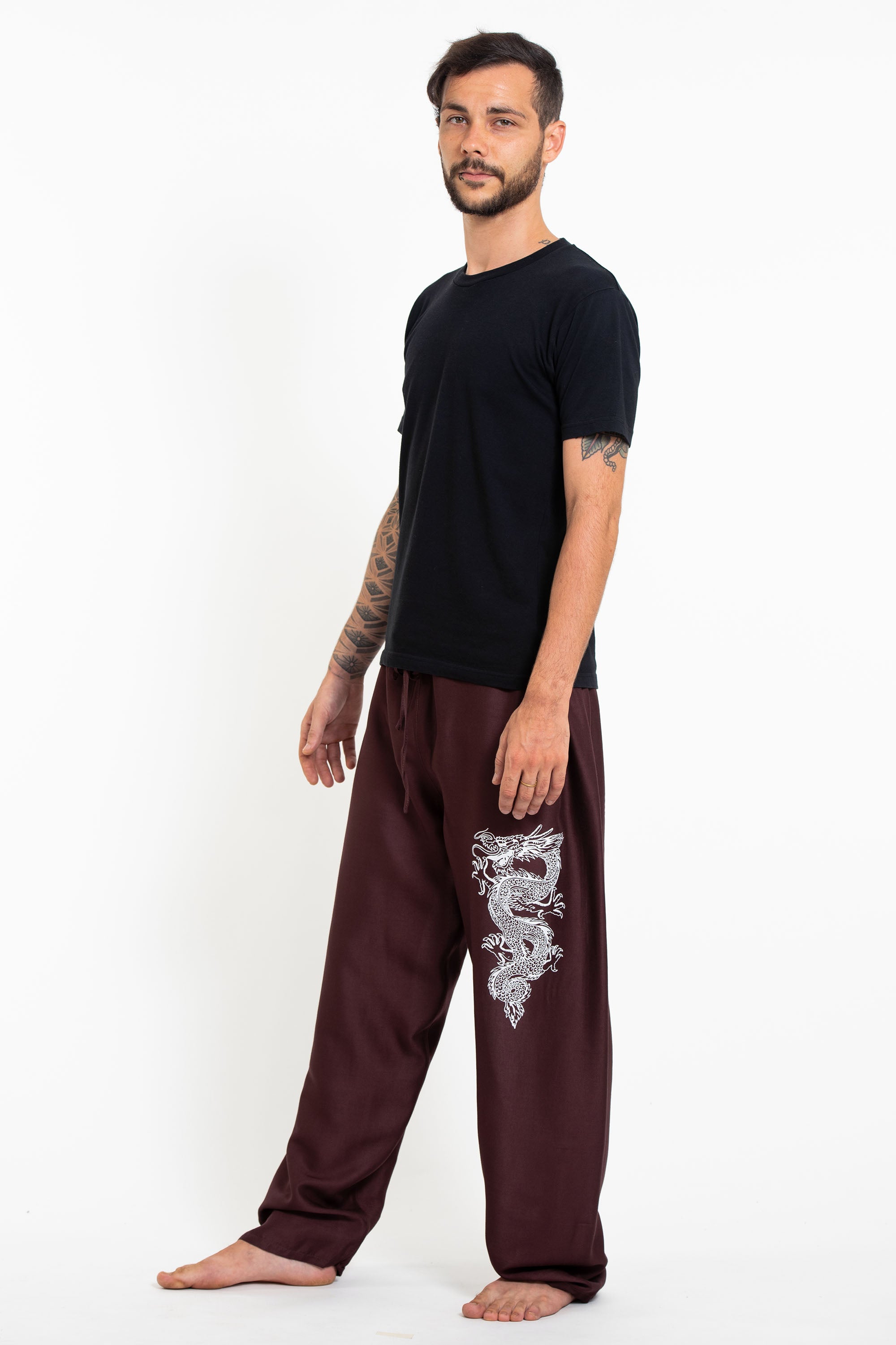 The Dragon Men's Thai Yoga Pants in Brown