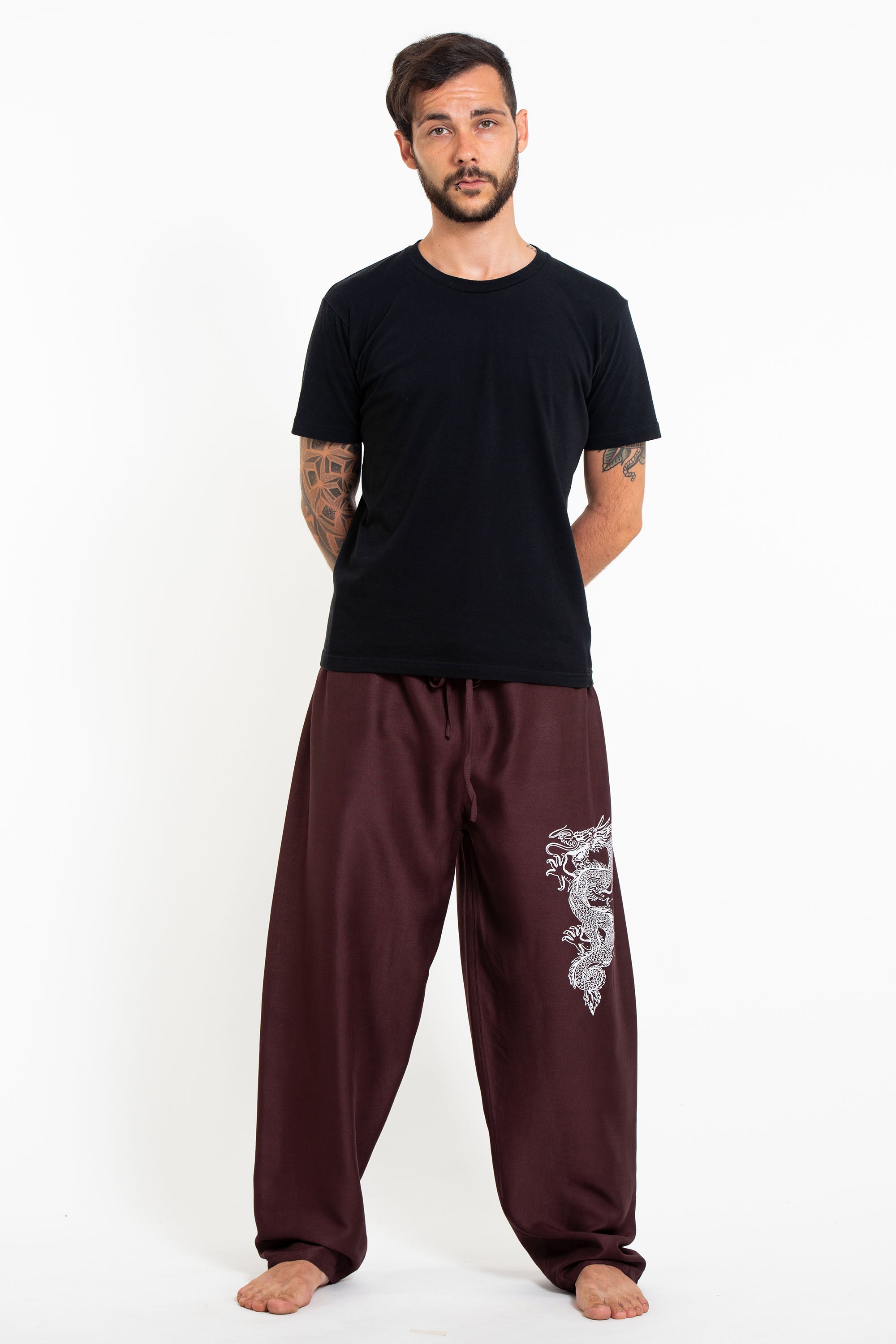 The Dragon Men's Thai Yoga Pants in Brown
