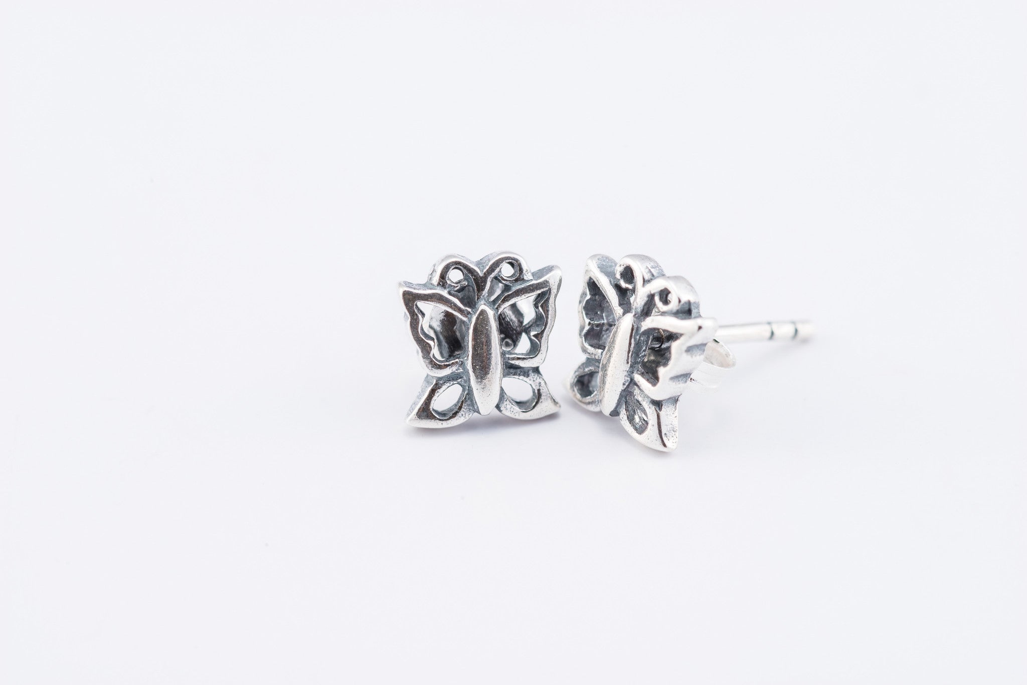 Sterling Silver Thai Stud Earrings Butterfly