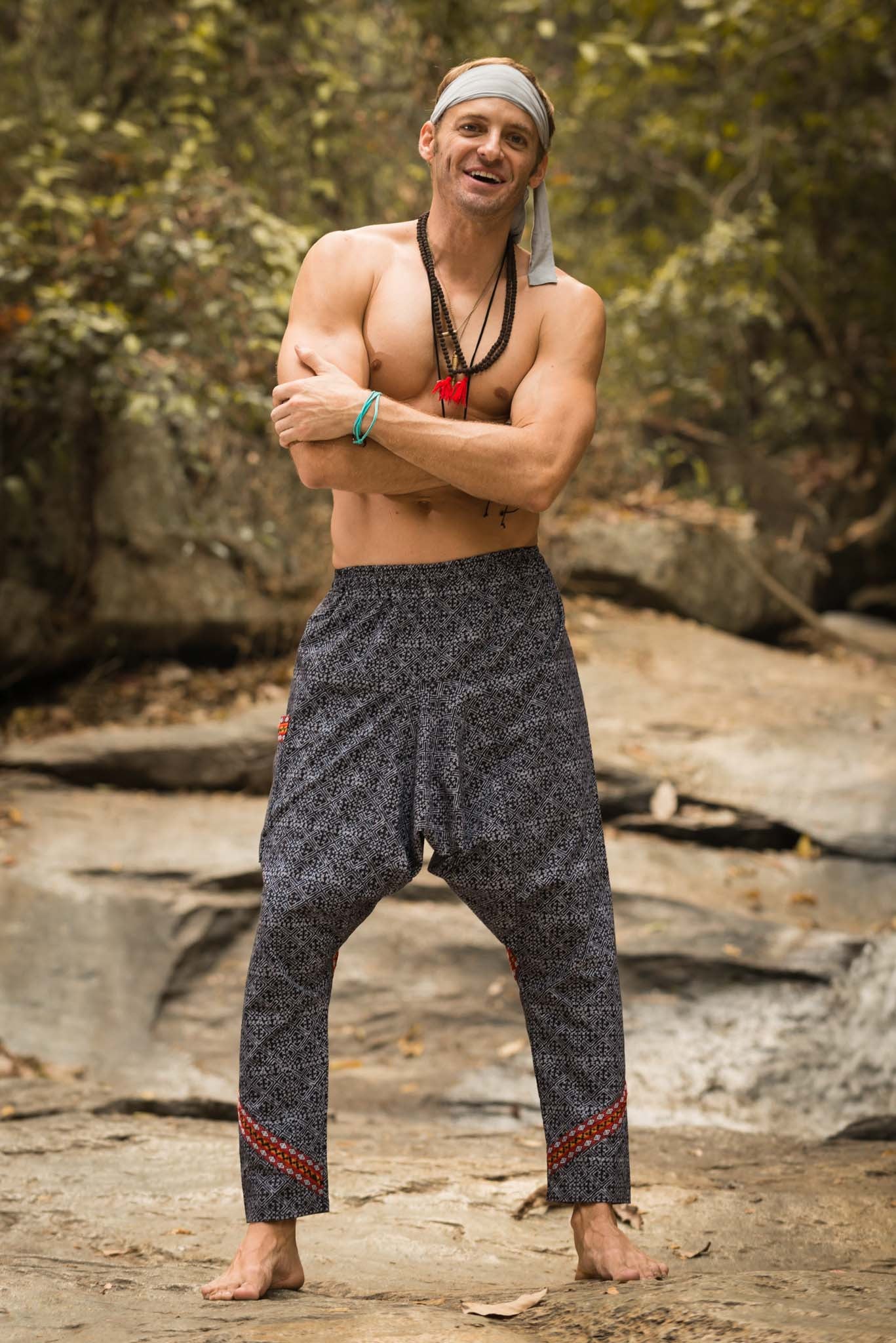 Thai Clovers Prints Hill Tribe Fabric Slim Cut Harem Pants