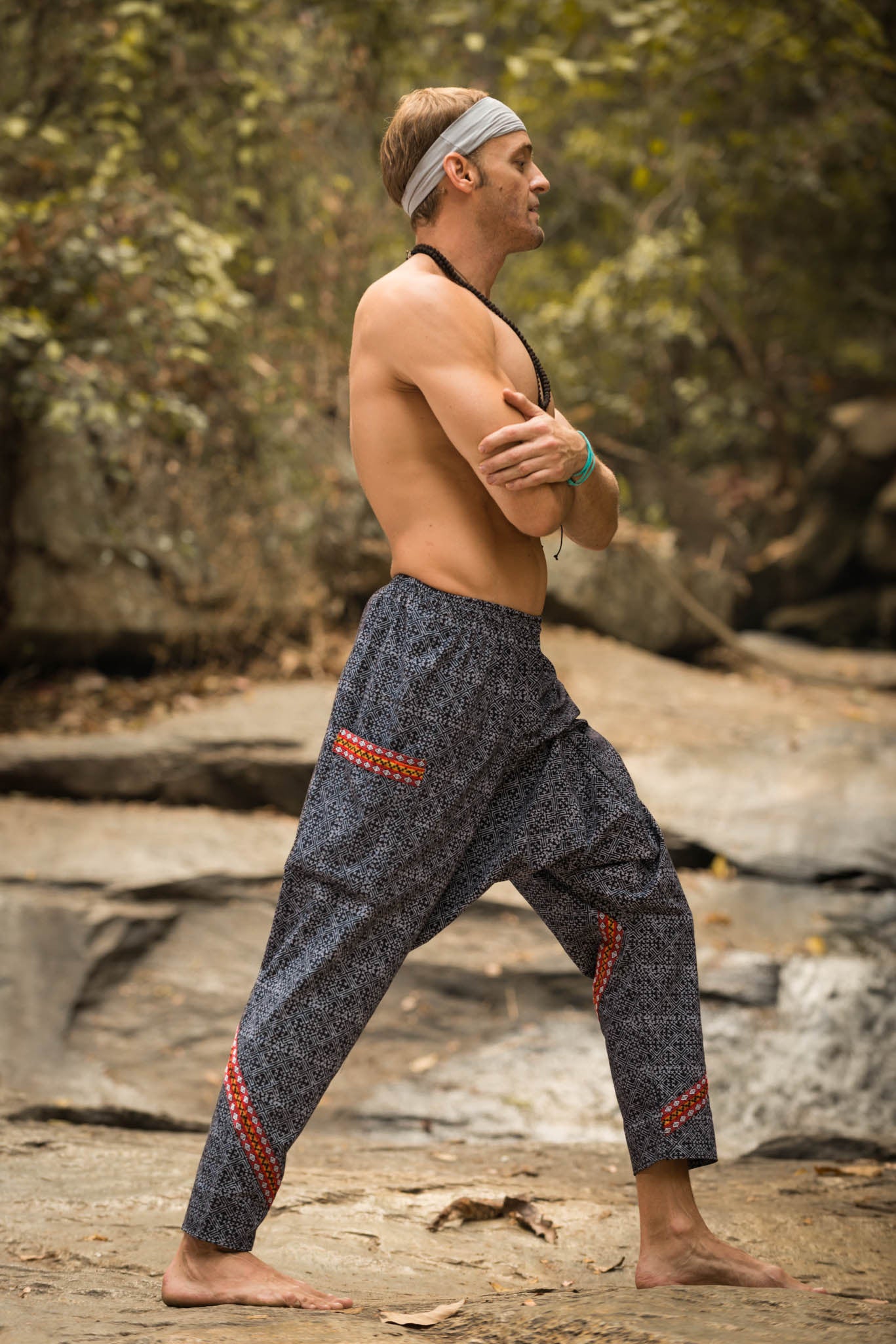 Thai Clovers Prints Hill Tribe Fabric Slim Cut Harem Pants