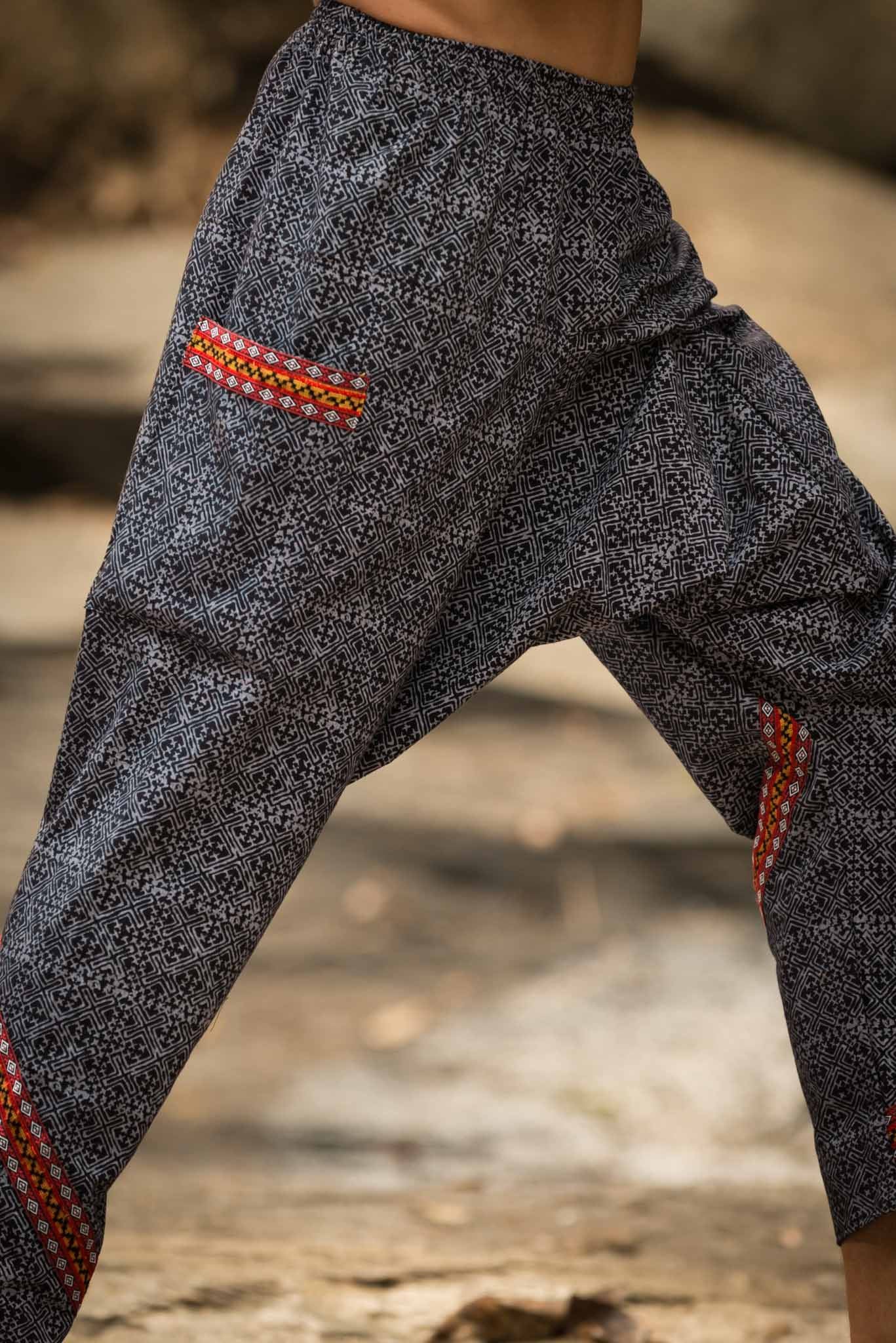 Thai Clovers Prints Hill Tribe Fabric Slim Cut Harem Pants