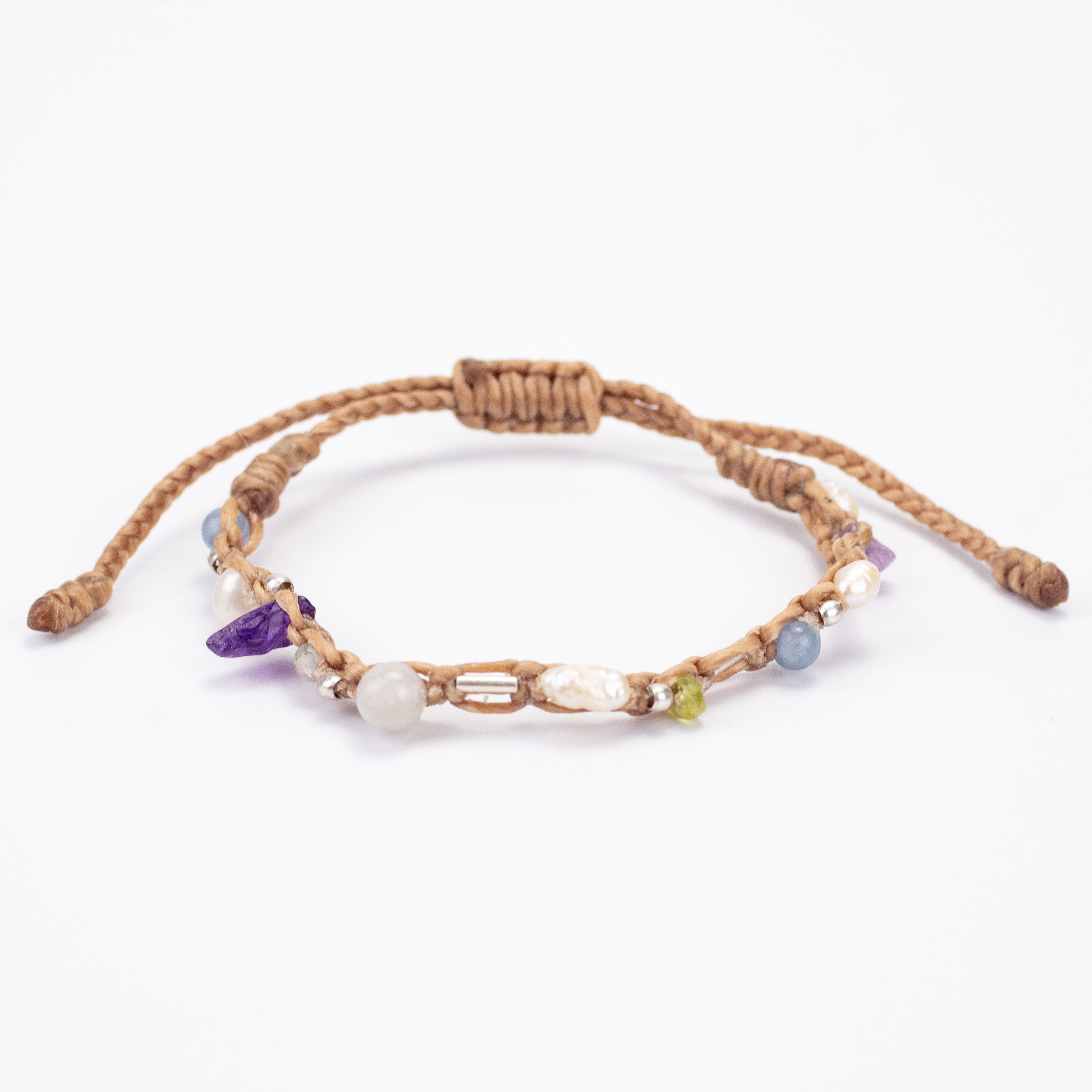 Pearls Stones and Silver Beads Bracelet in Beige