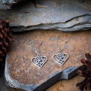 Thai Sterling Silver Heart-shaped Amethyst Dangling Earrings