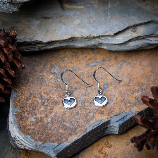 Sterling Silver Earrings Black Heart