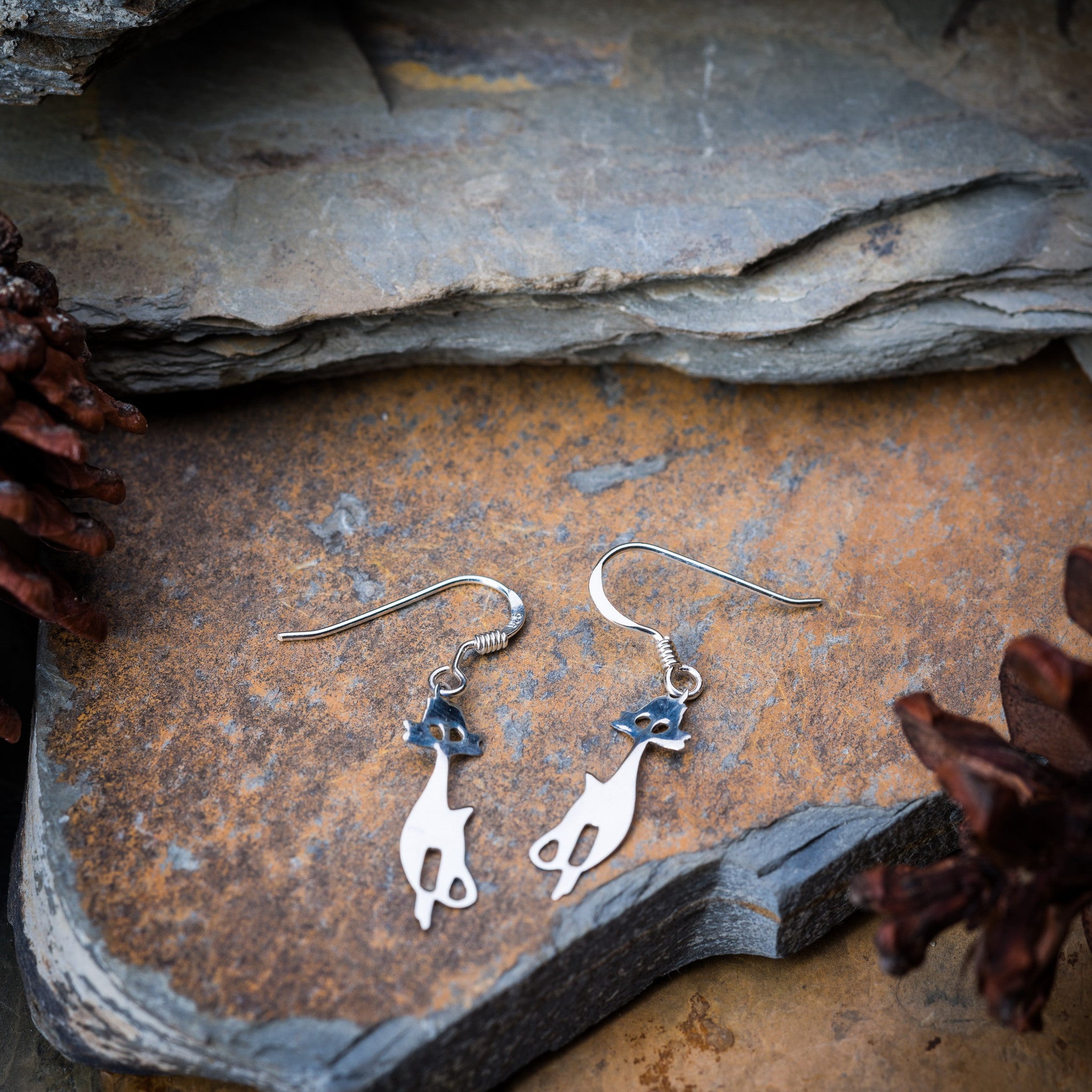 Sterling Silver Thai Dangle Earrings Cool Cats