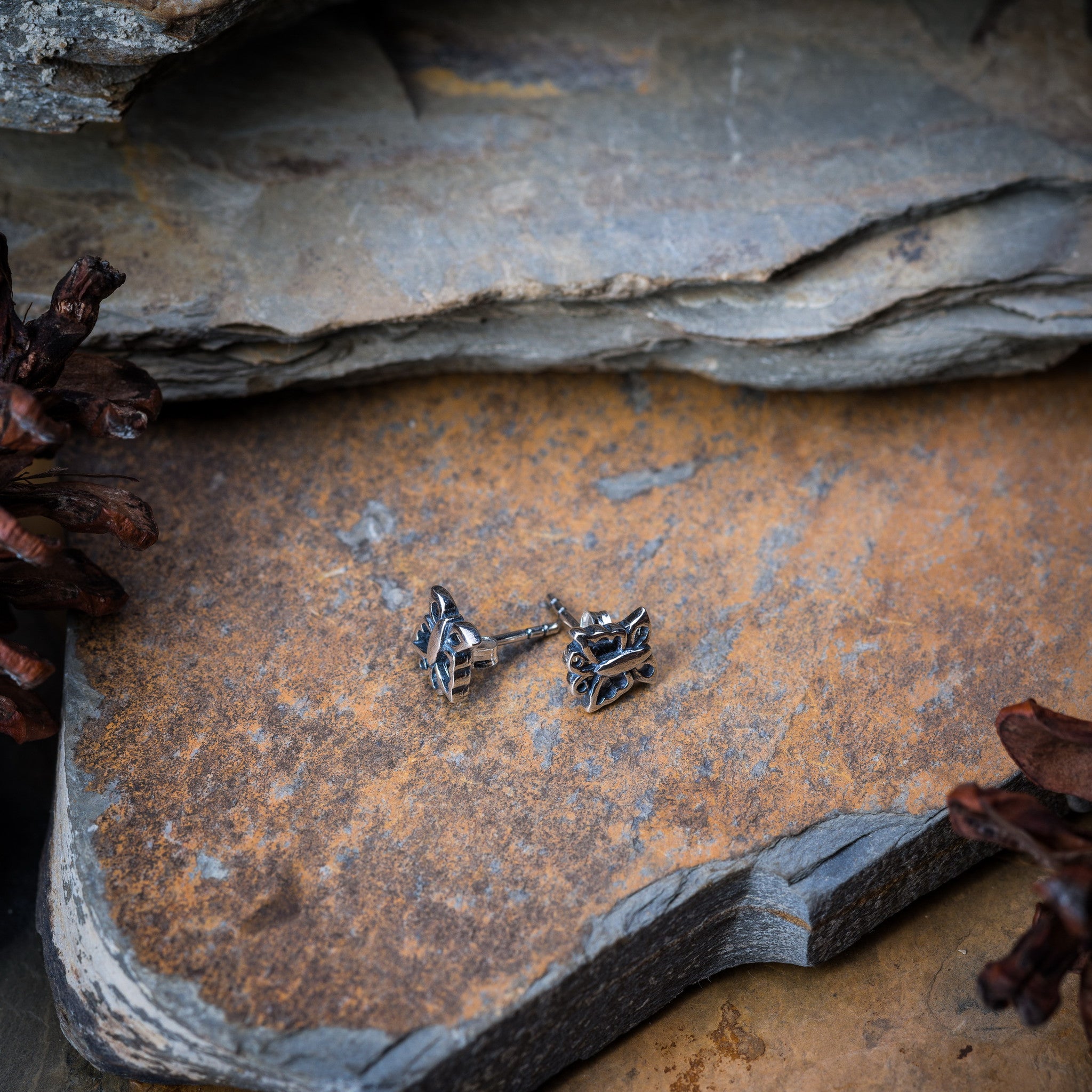 Sterling Silver Thai Stud Earrings Butterfly