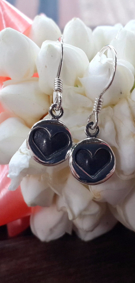 Sterling Silver Earrings Black Heart