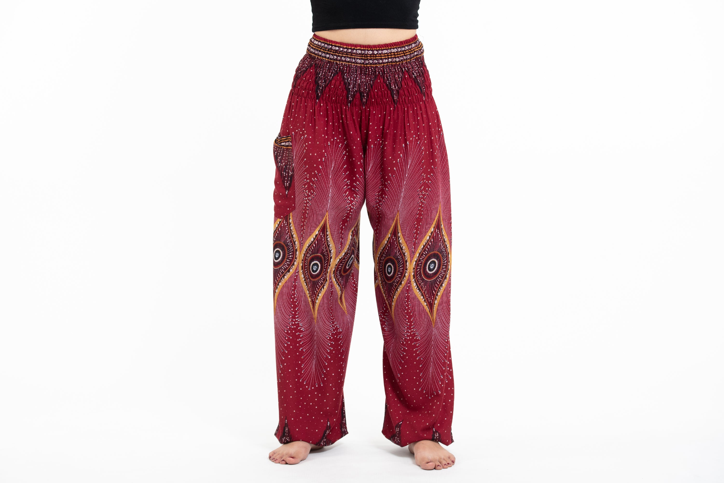 Diamond Peacock Women's Harem Pants in Red