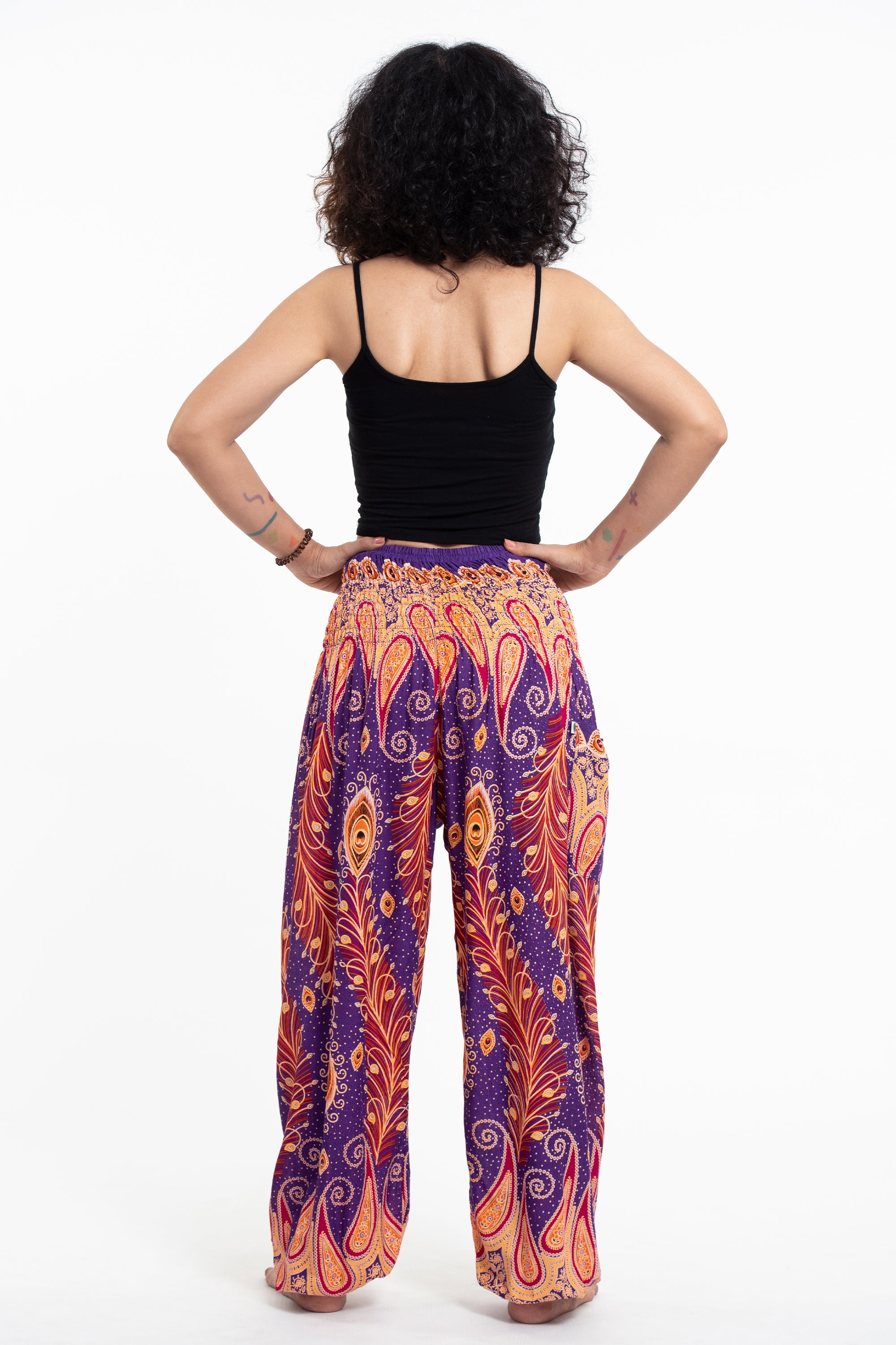 Peacock Paisley Women's Harem Pants in Purple