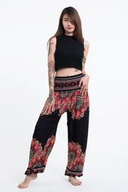 Peony Mandalas Women's Harem Pants in Black