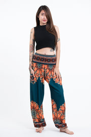 Peony Mandalas Women's Harem Pants in Teal