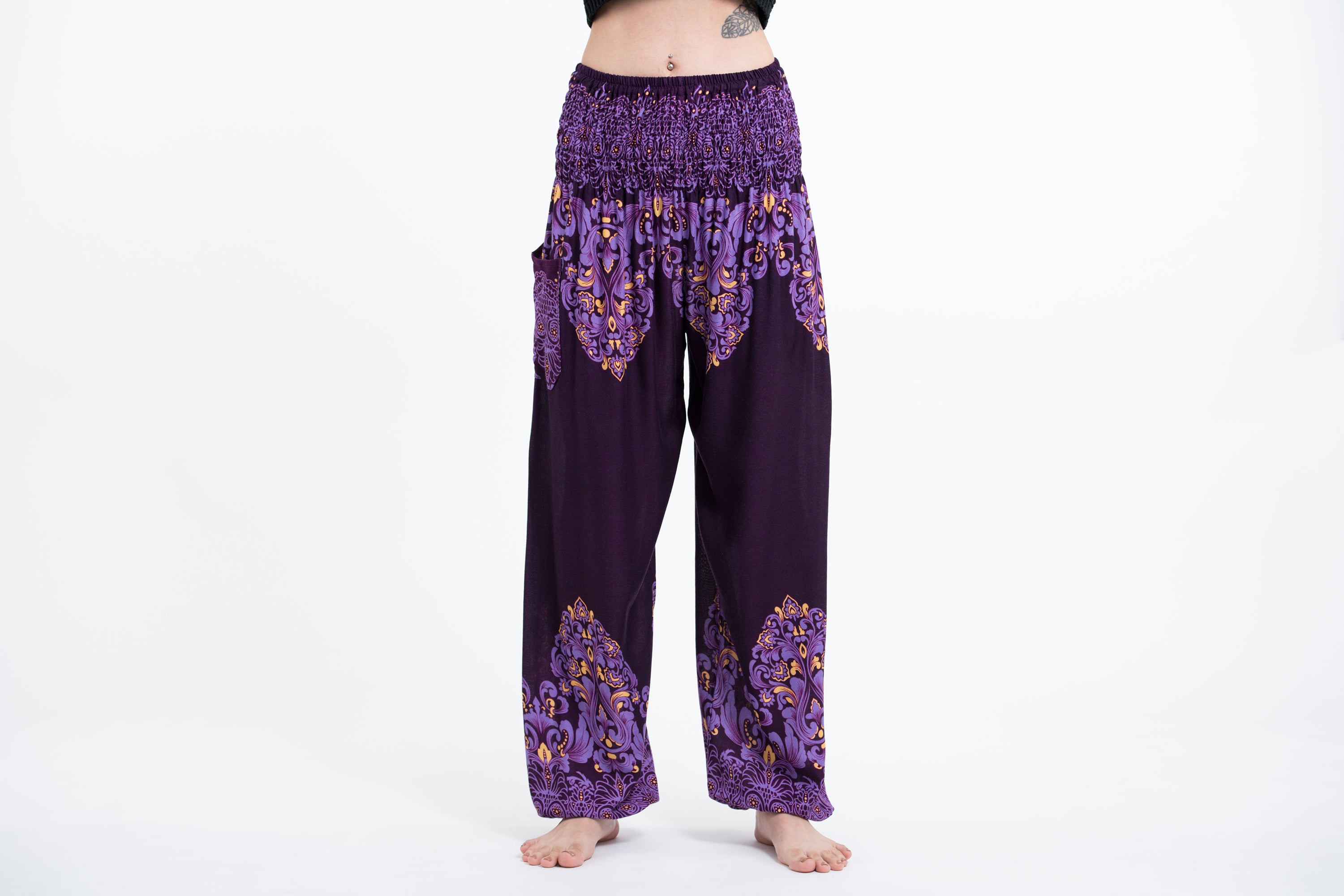 Floral Vines Women's Harem Pants in Purple