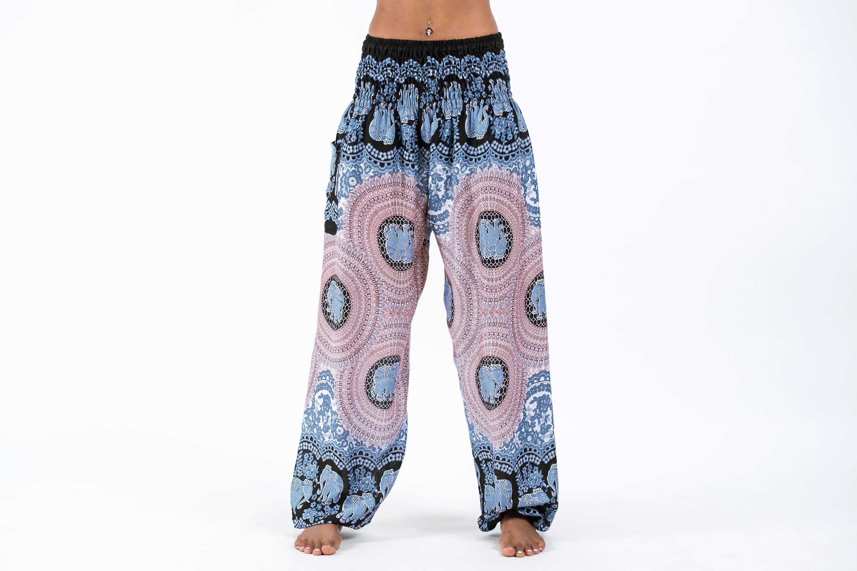 Mandala Elephant Women's Elephant Pants in Silver Gray