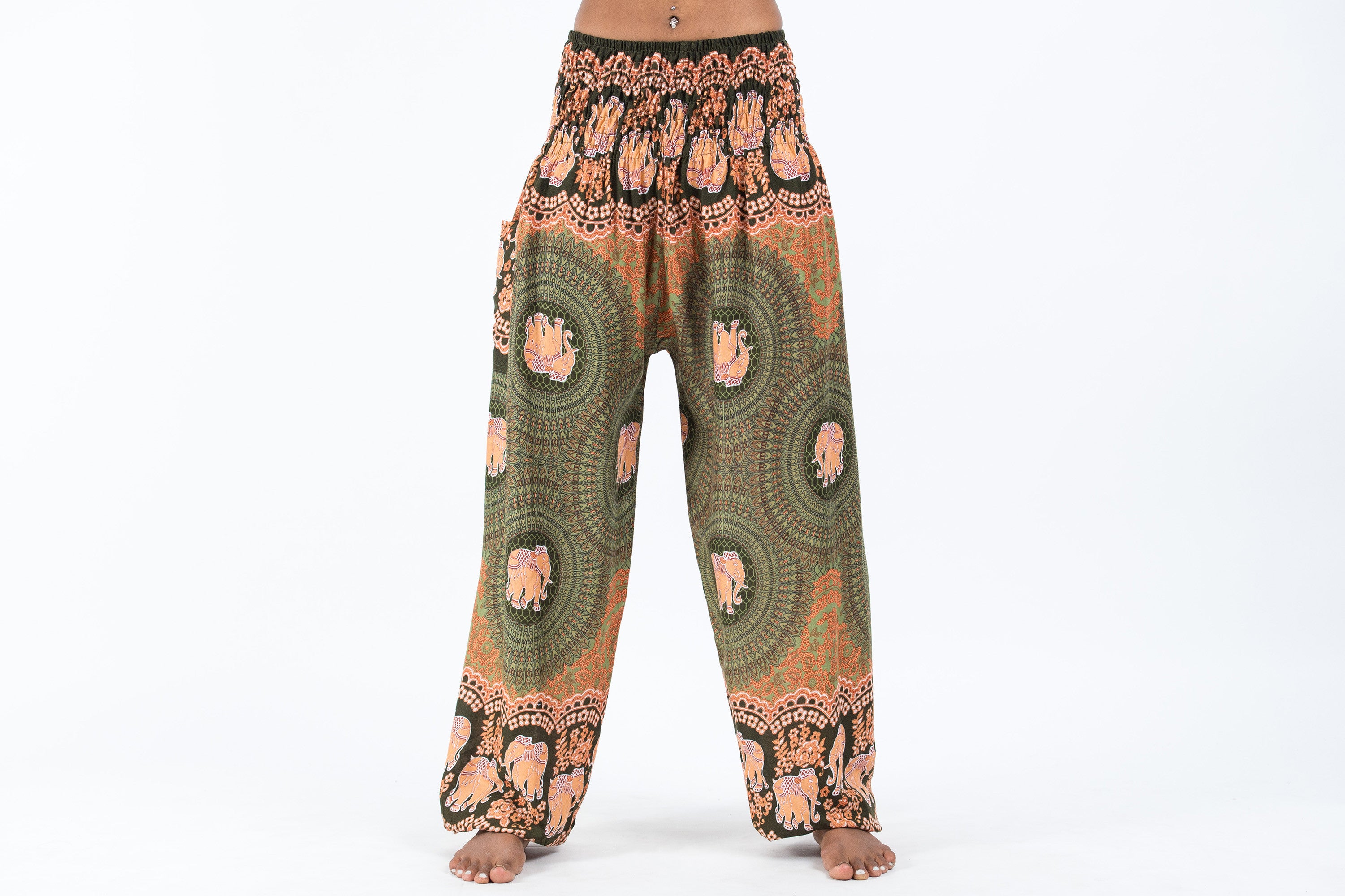 Mandala Elephant Women's Elephant Pants in Olive