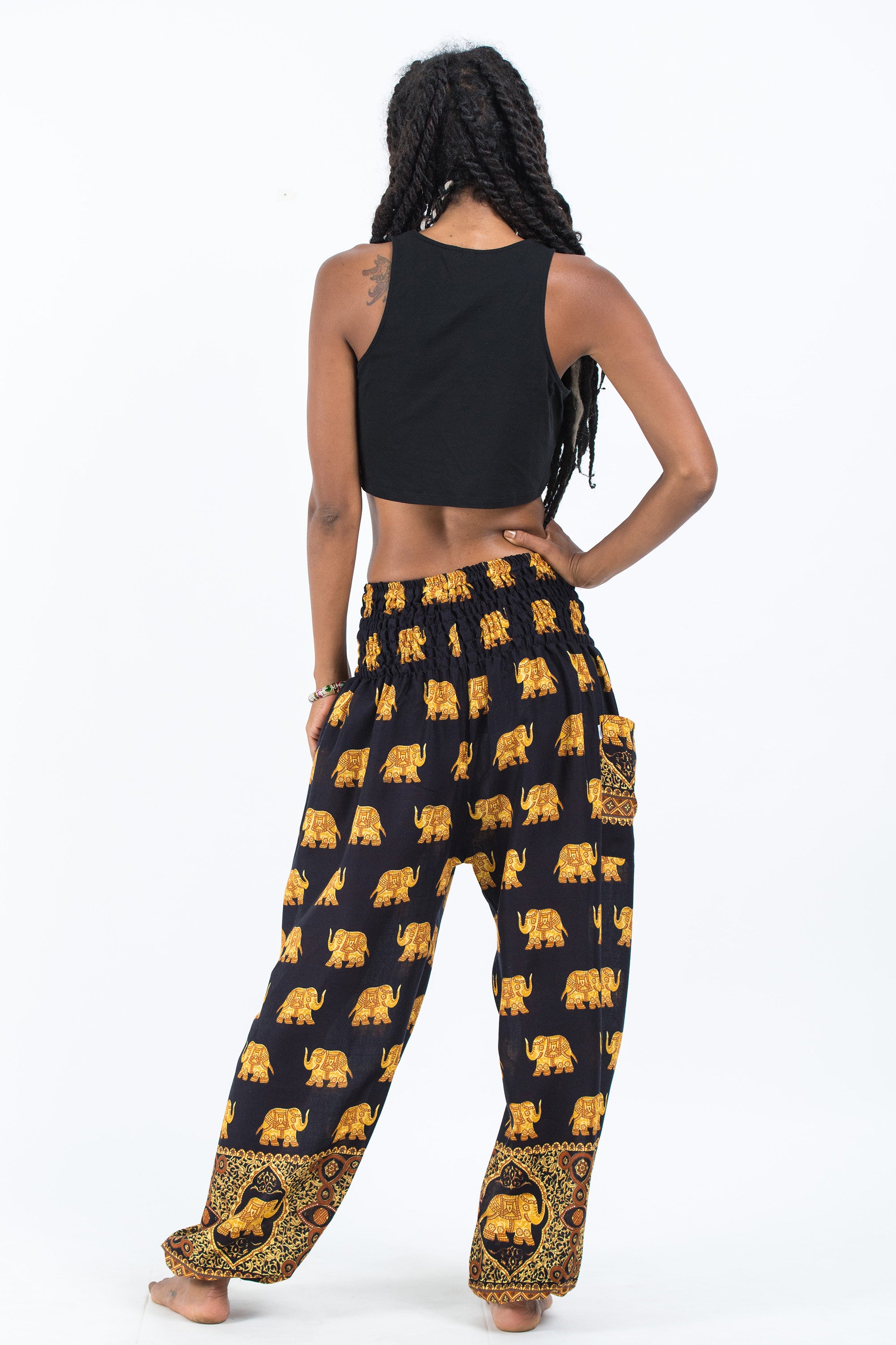 Golden Elephant Women's Elephant Pants in Black