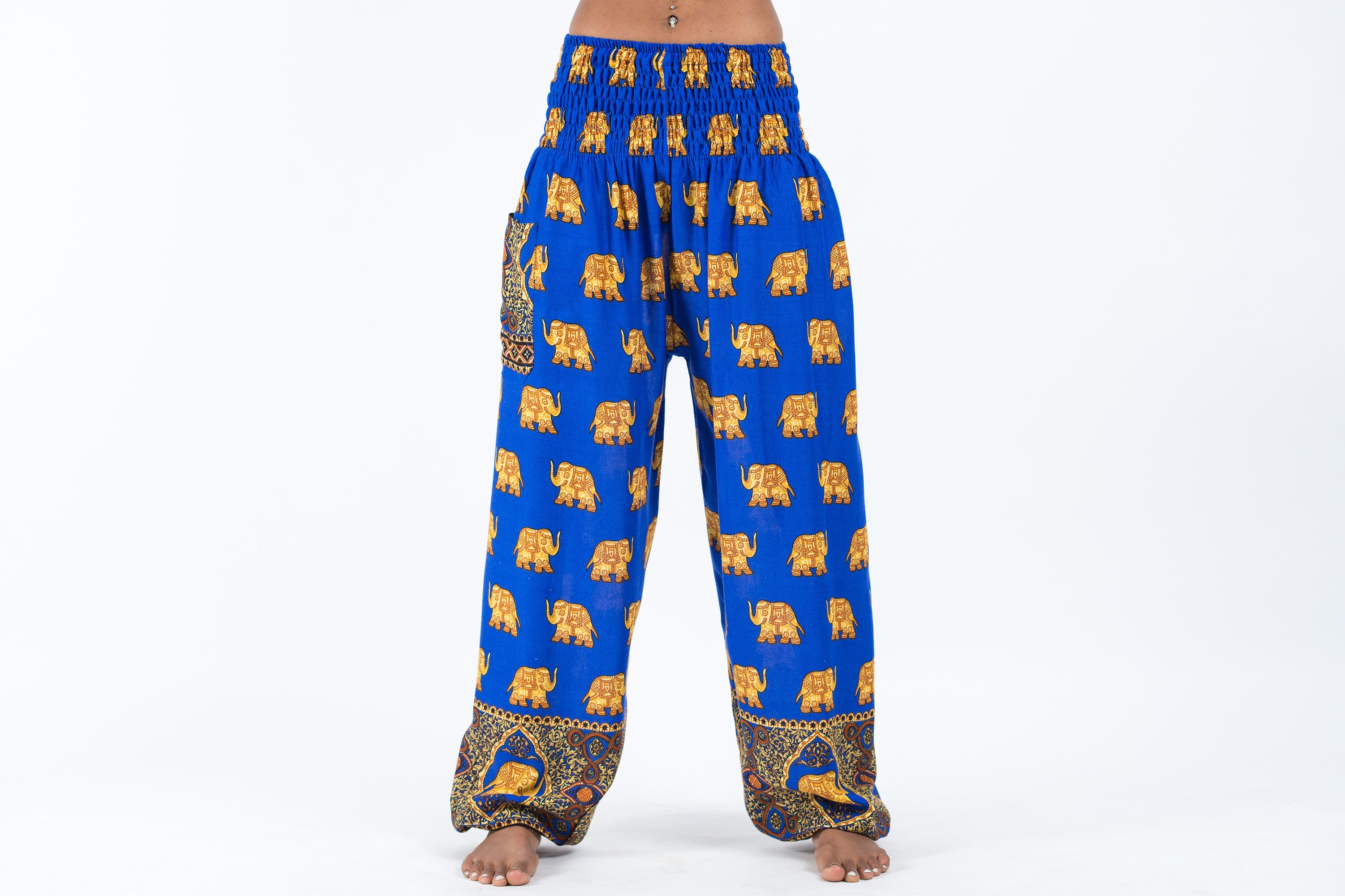 Golden Elephant Women's Elephant Pants in Blue