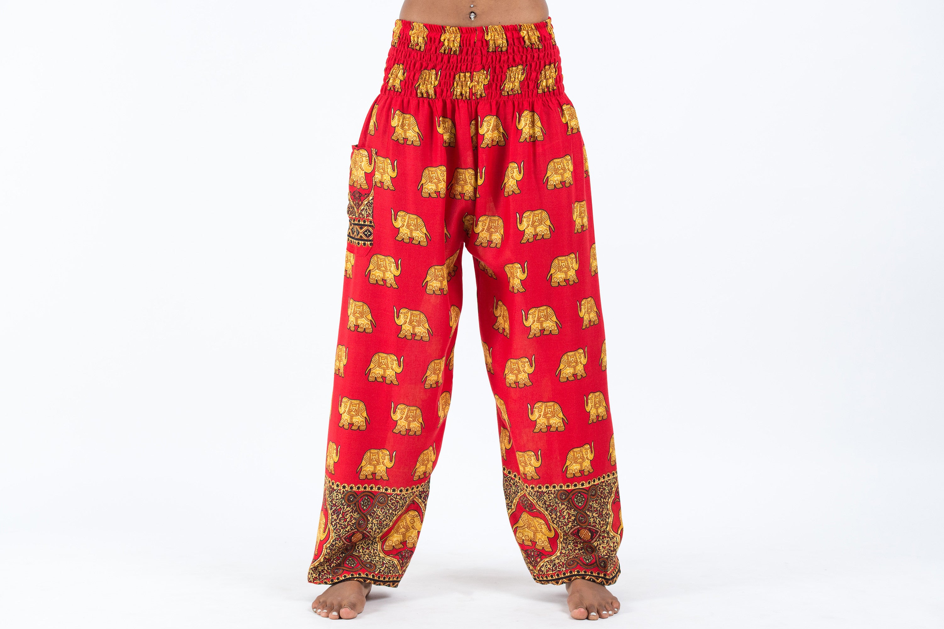 Golden Elephant Women's Elephant Pants in Red