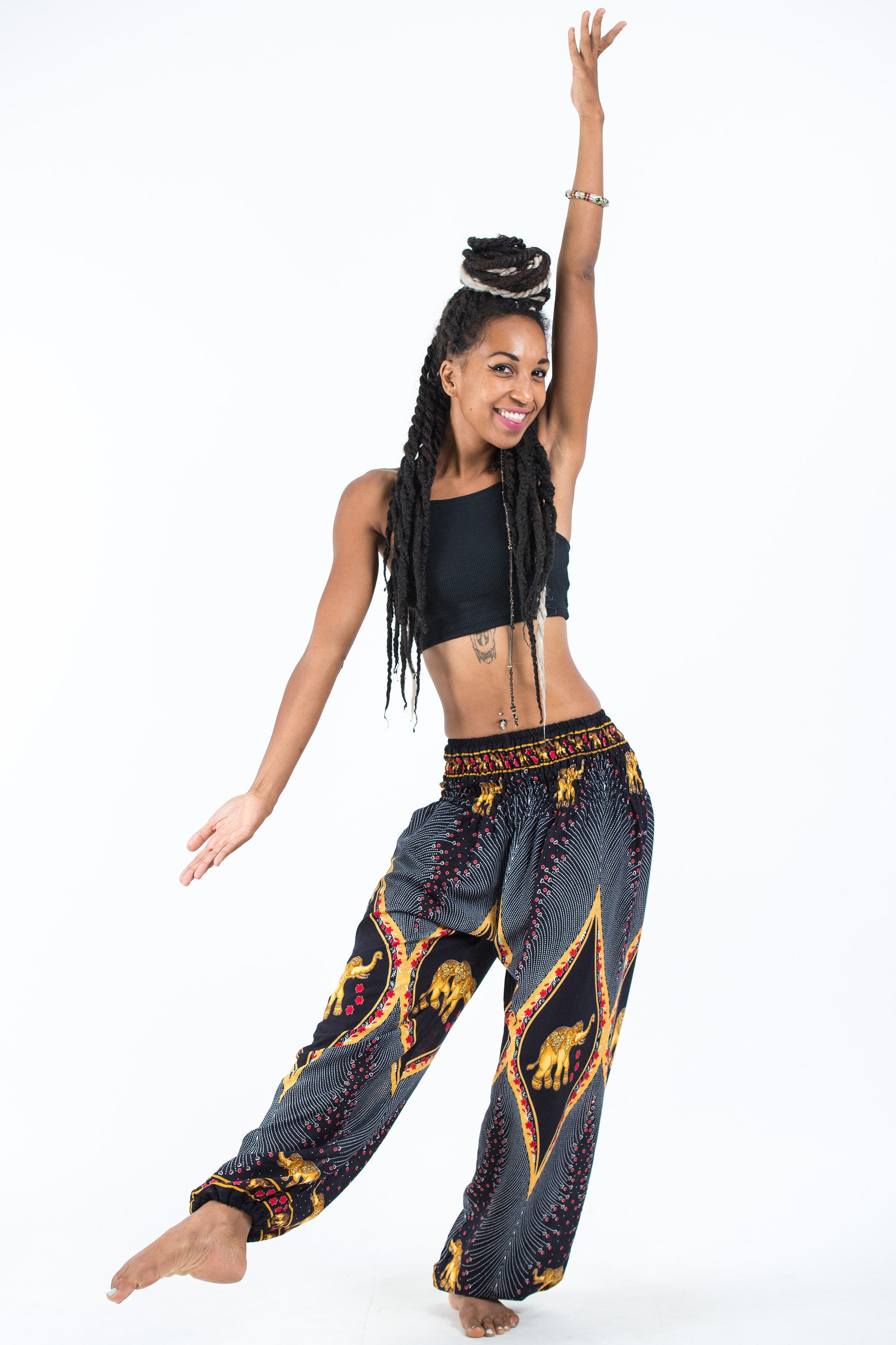 Peacock Elephant Women's Elephant Pants in Black