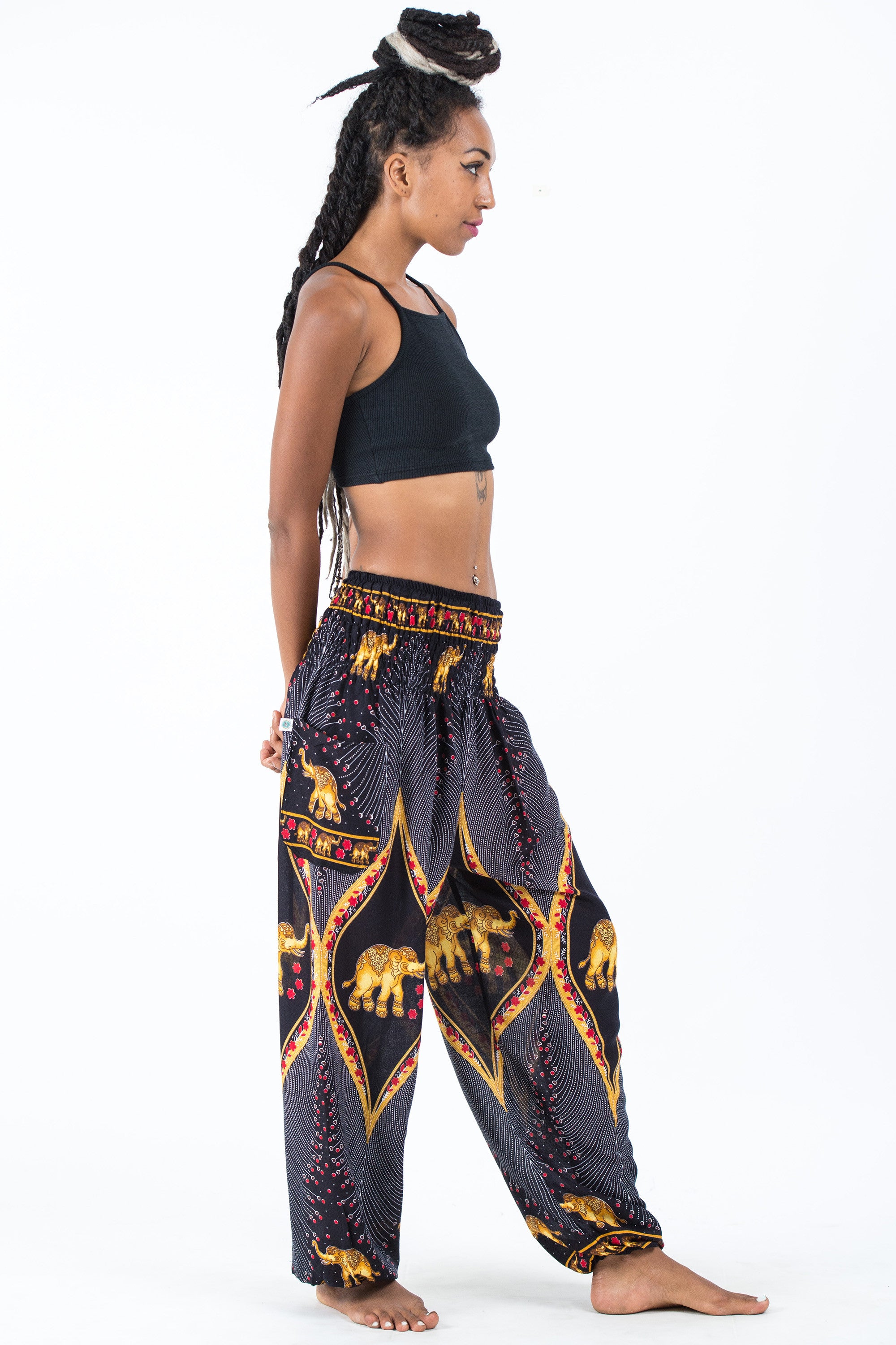 Peacock Elephant Women's Elephant Pants in Black