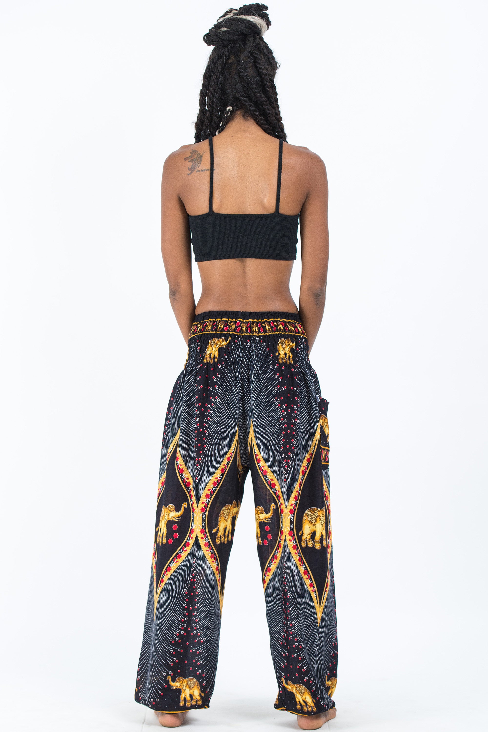 Peacock Elephant Women's Elephant Pants in Black