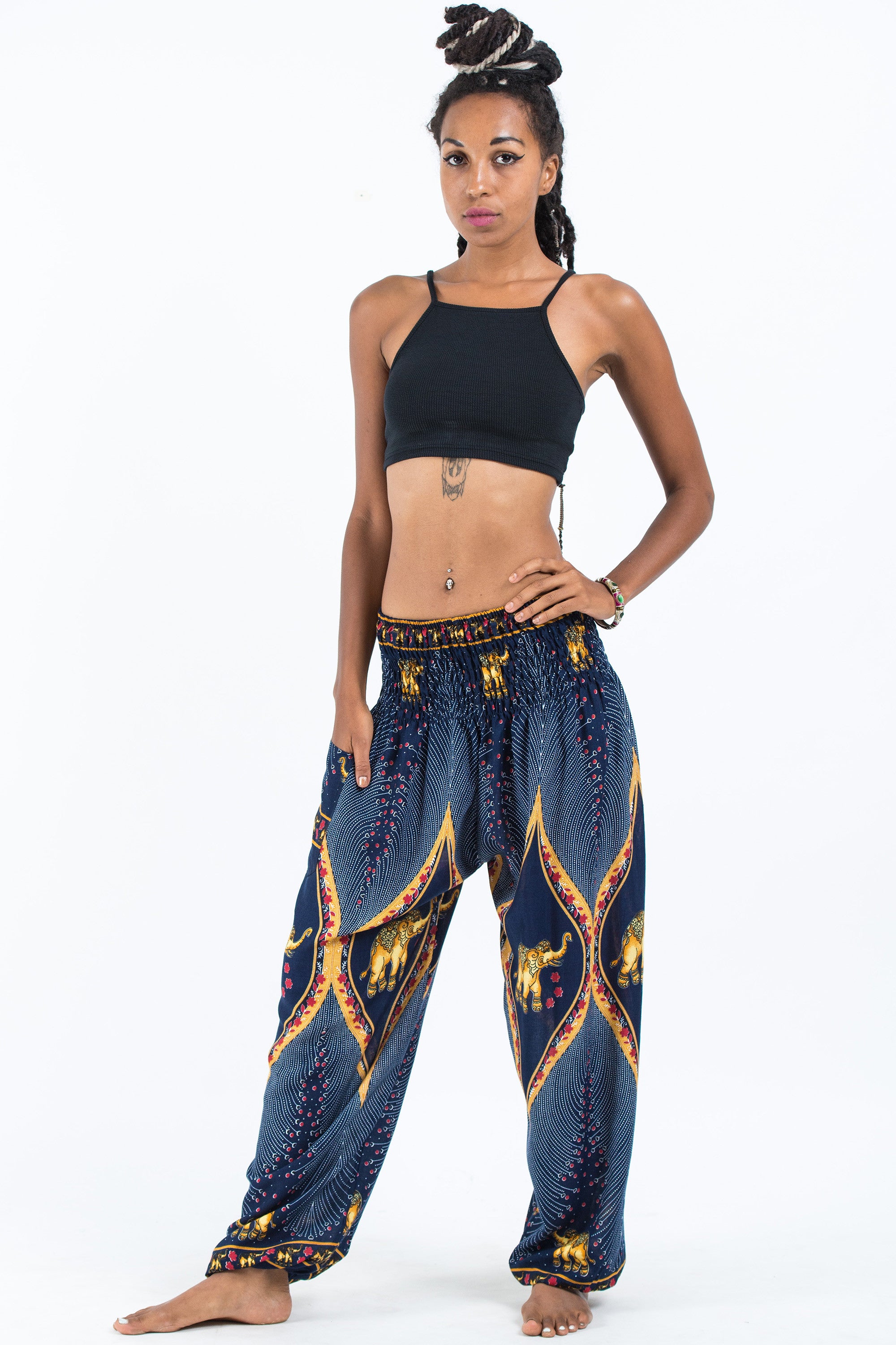 Peacock Elephant Women's Elephant Pants in Blue