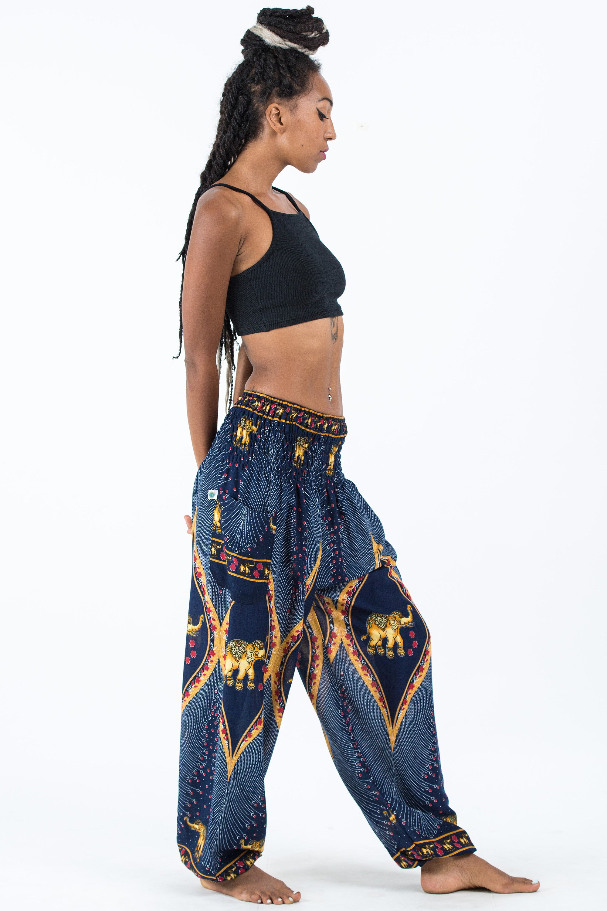 Peacock Elephant Women's Elephant Pants in Blue