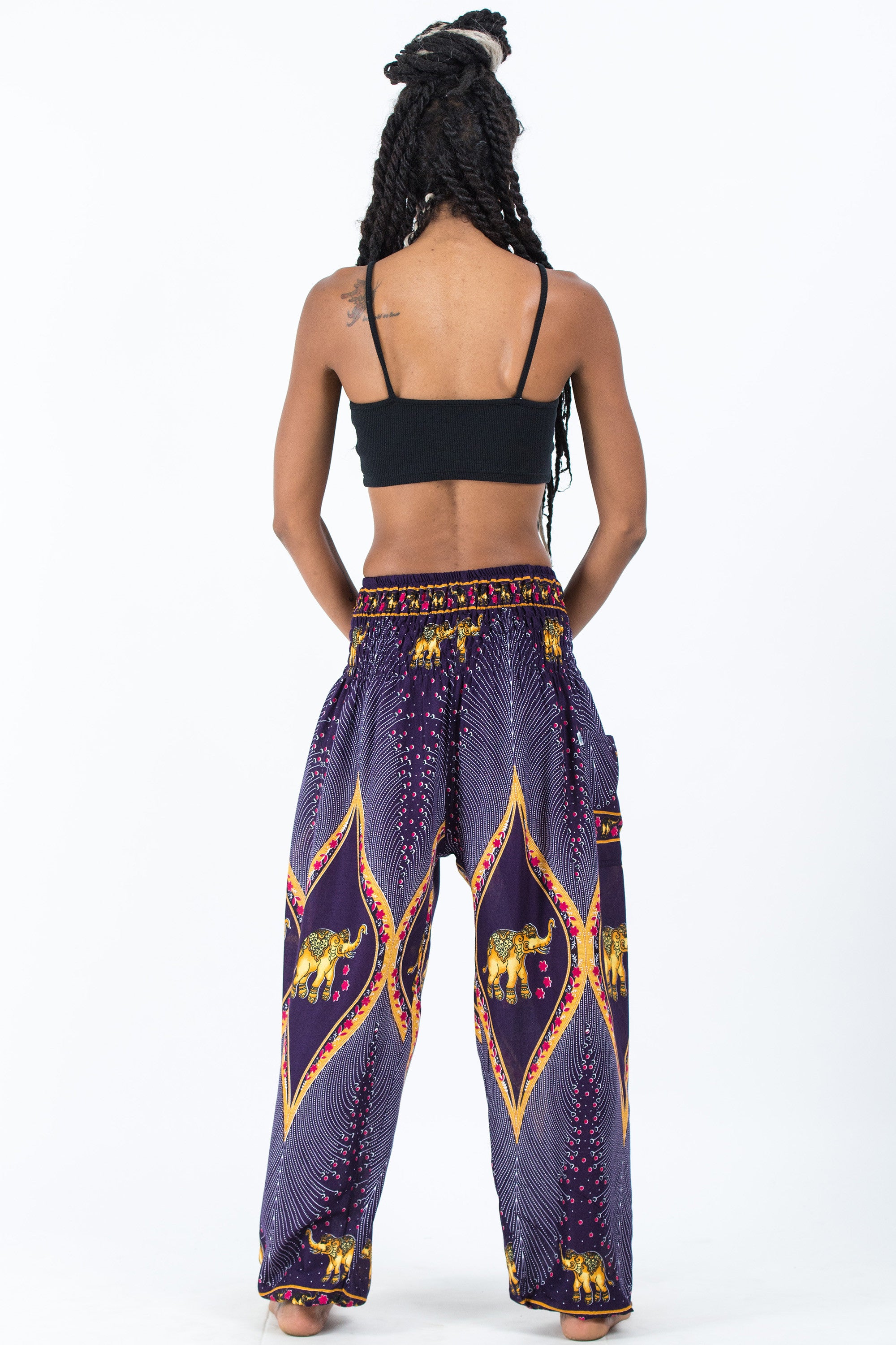 Peacock Elephant Women's Elephant Pants in Purple