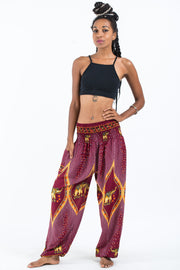 Peacock Elephant Women's Elephant Pants in Red