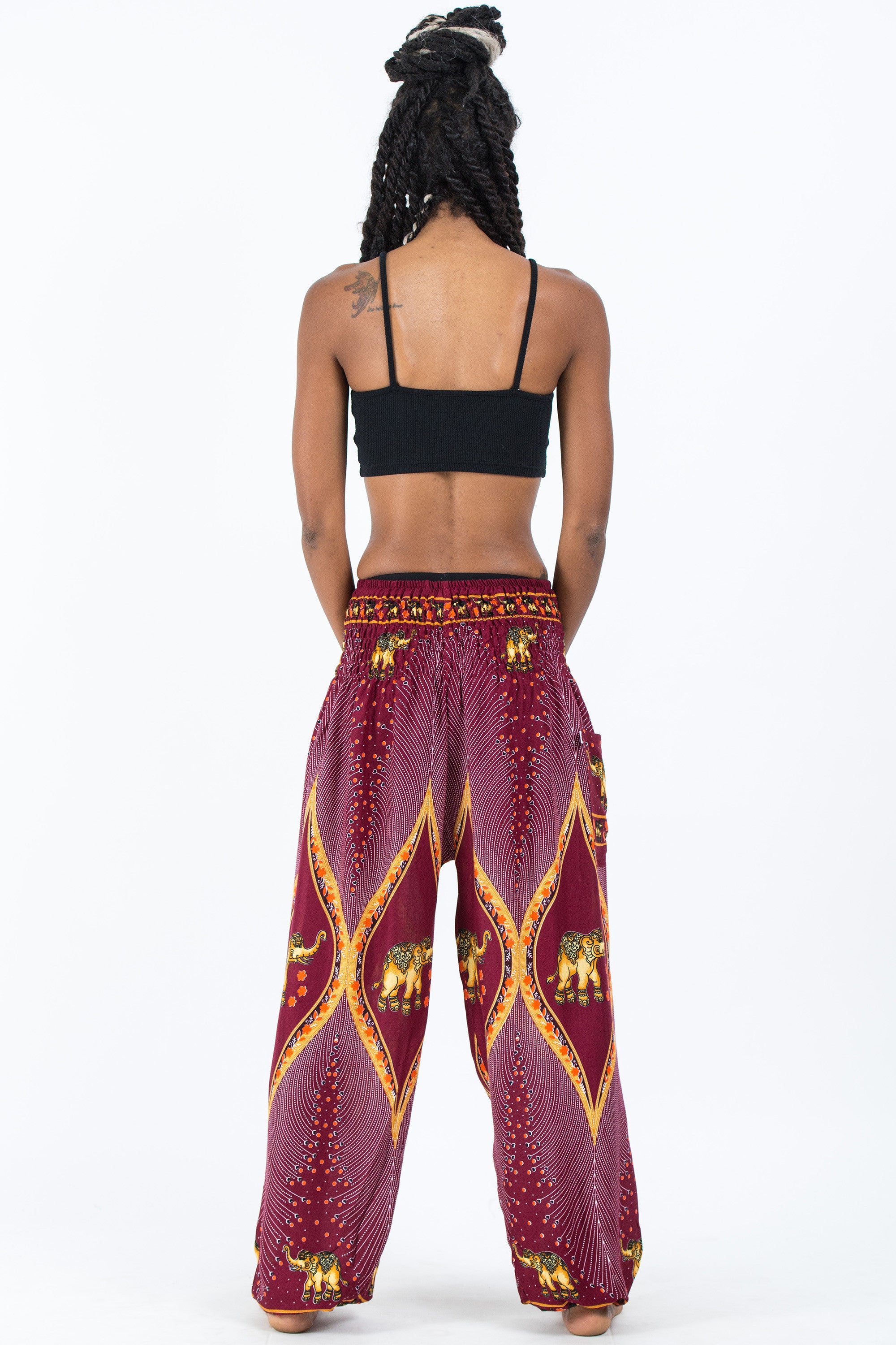 Peacock Elephant Women's Elephant Pants in Red