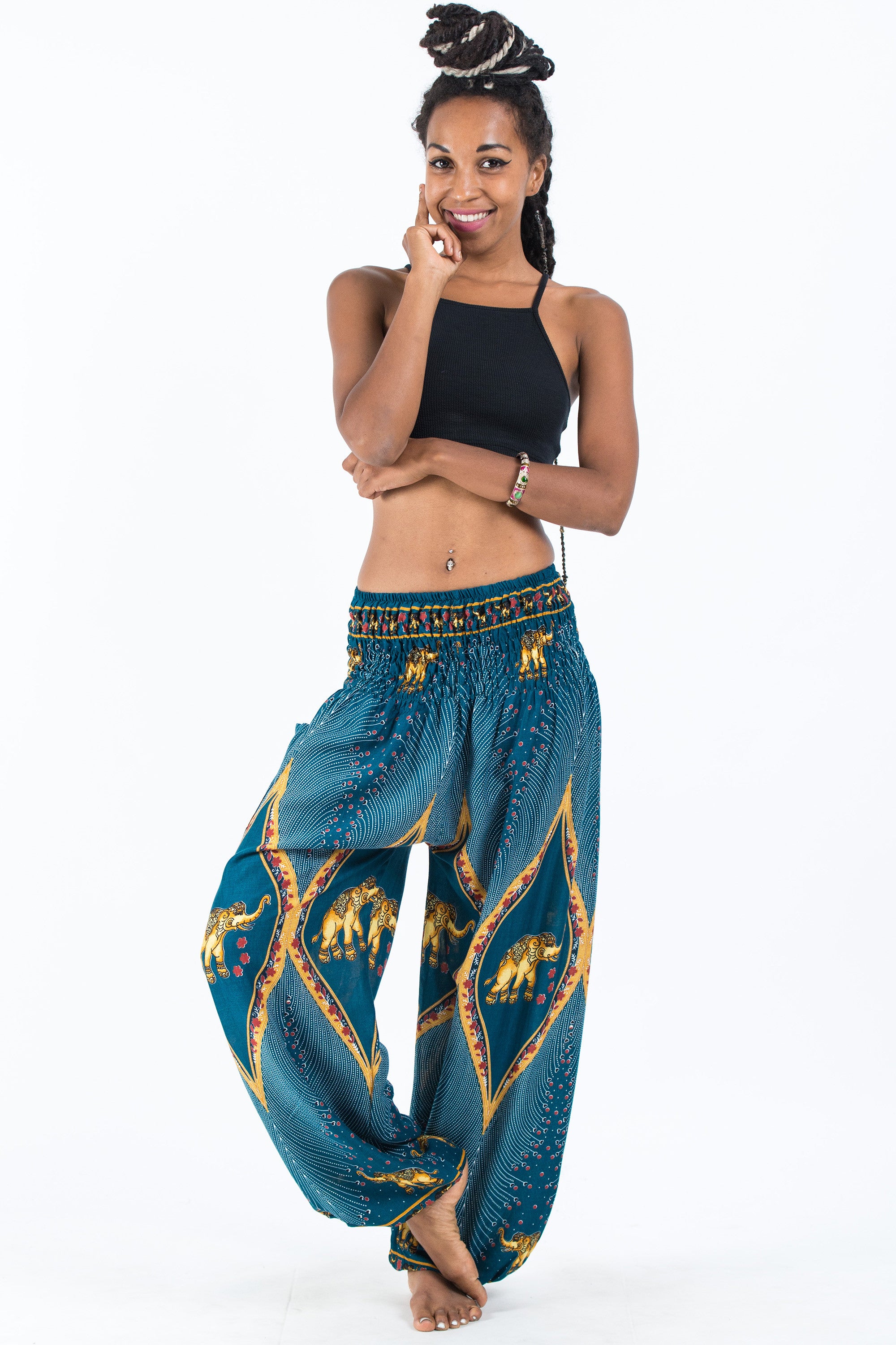 Peacock Elephant Women's Elephant Pants in Turquoise