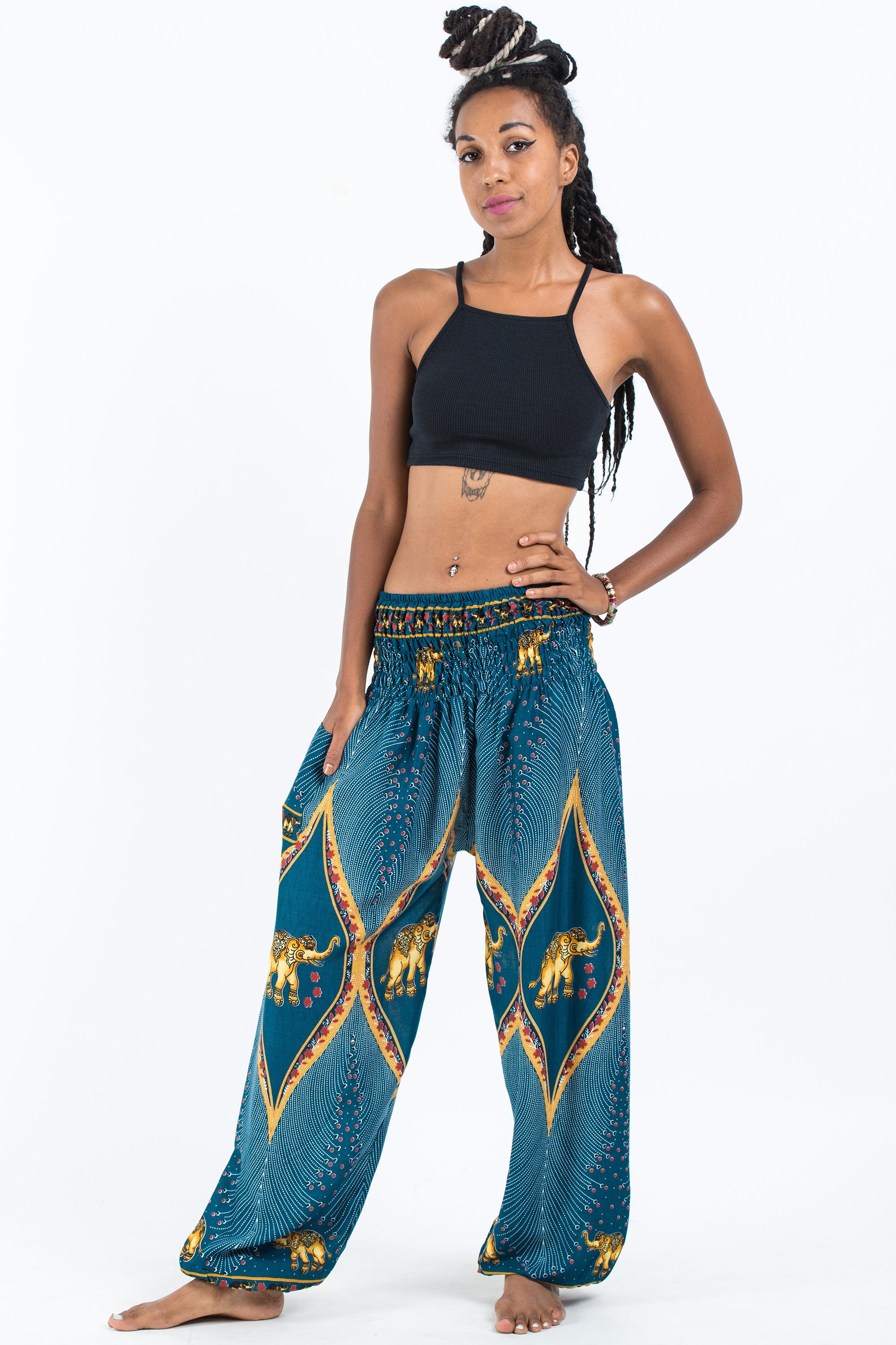 Peacock Elephant Women's Elephant Pants in Turquoise