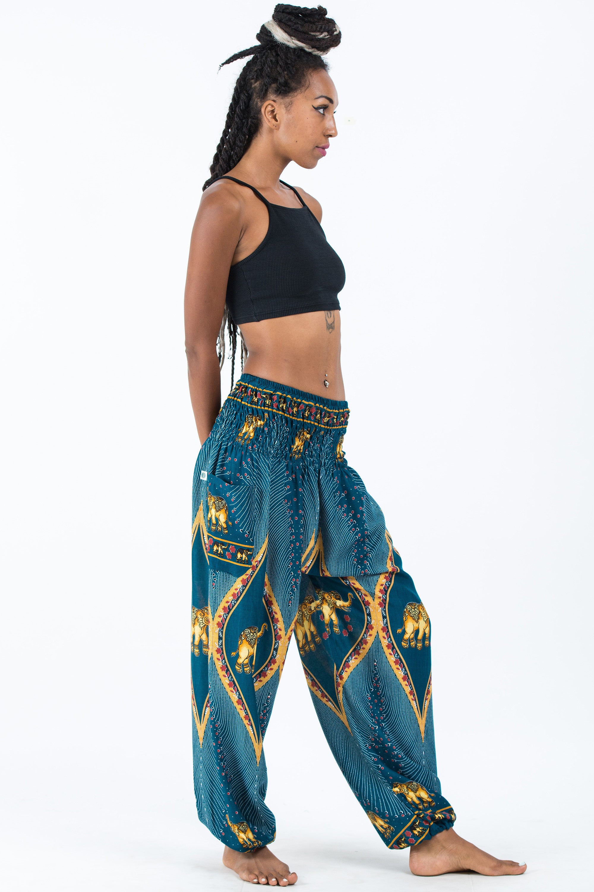 Peacock Elephant Women's Elephant Pants in Turquoise