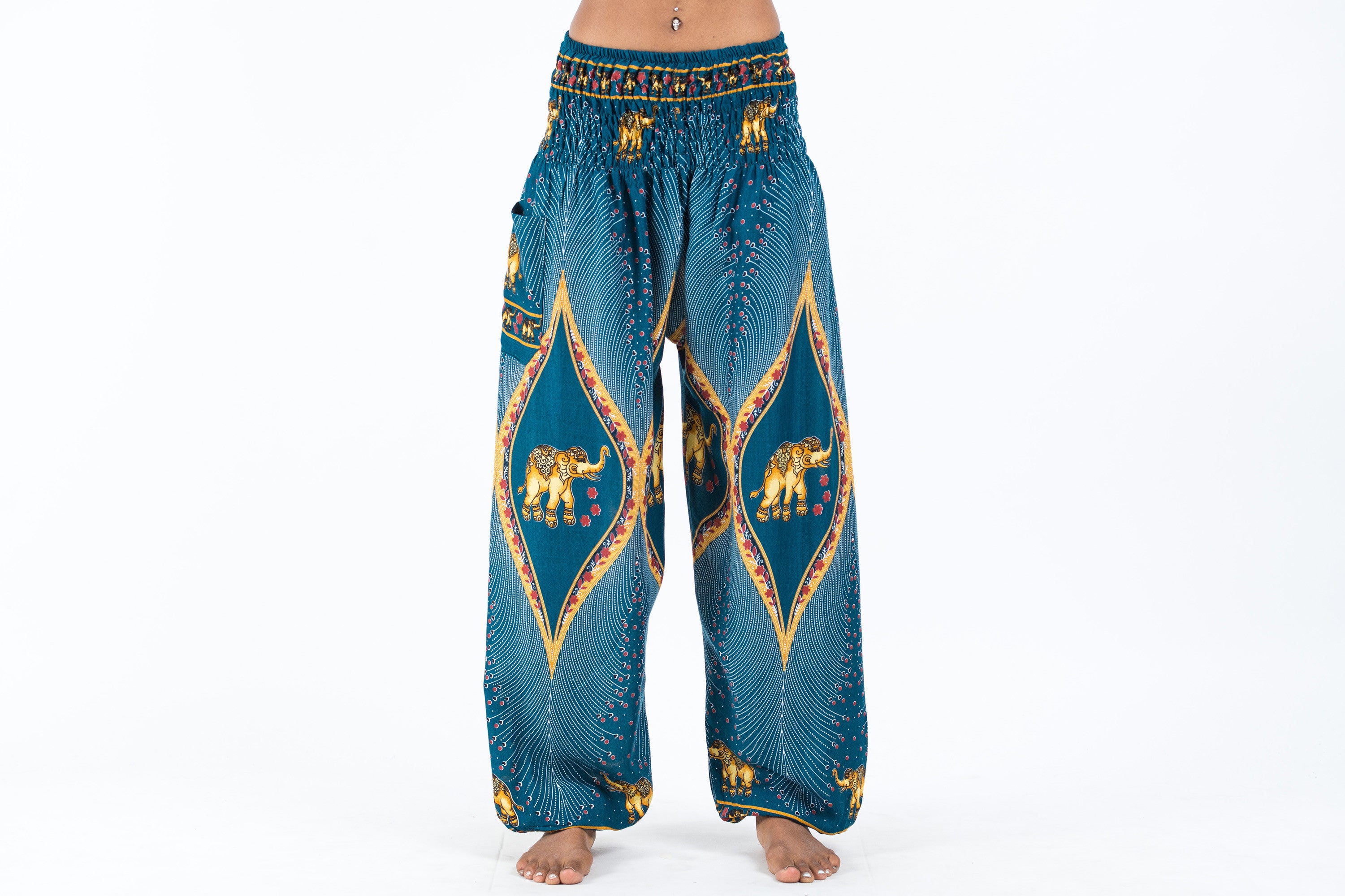 Peacock Elephant Women's Elephant Pants in Turquoise