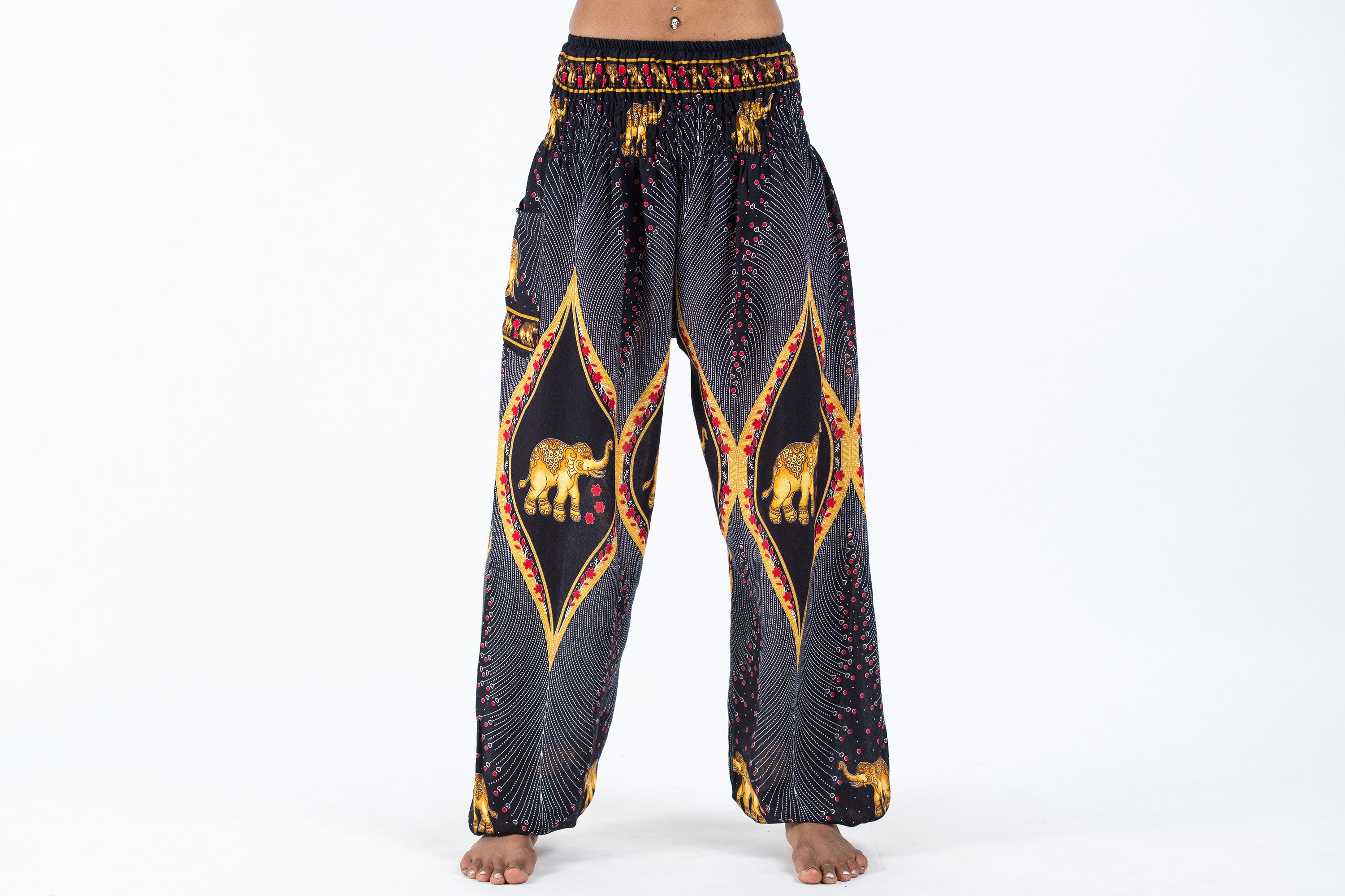 Peacock Elephant Women's Elephant Pants in Black