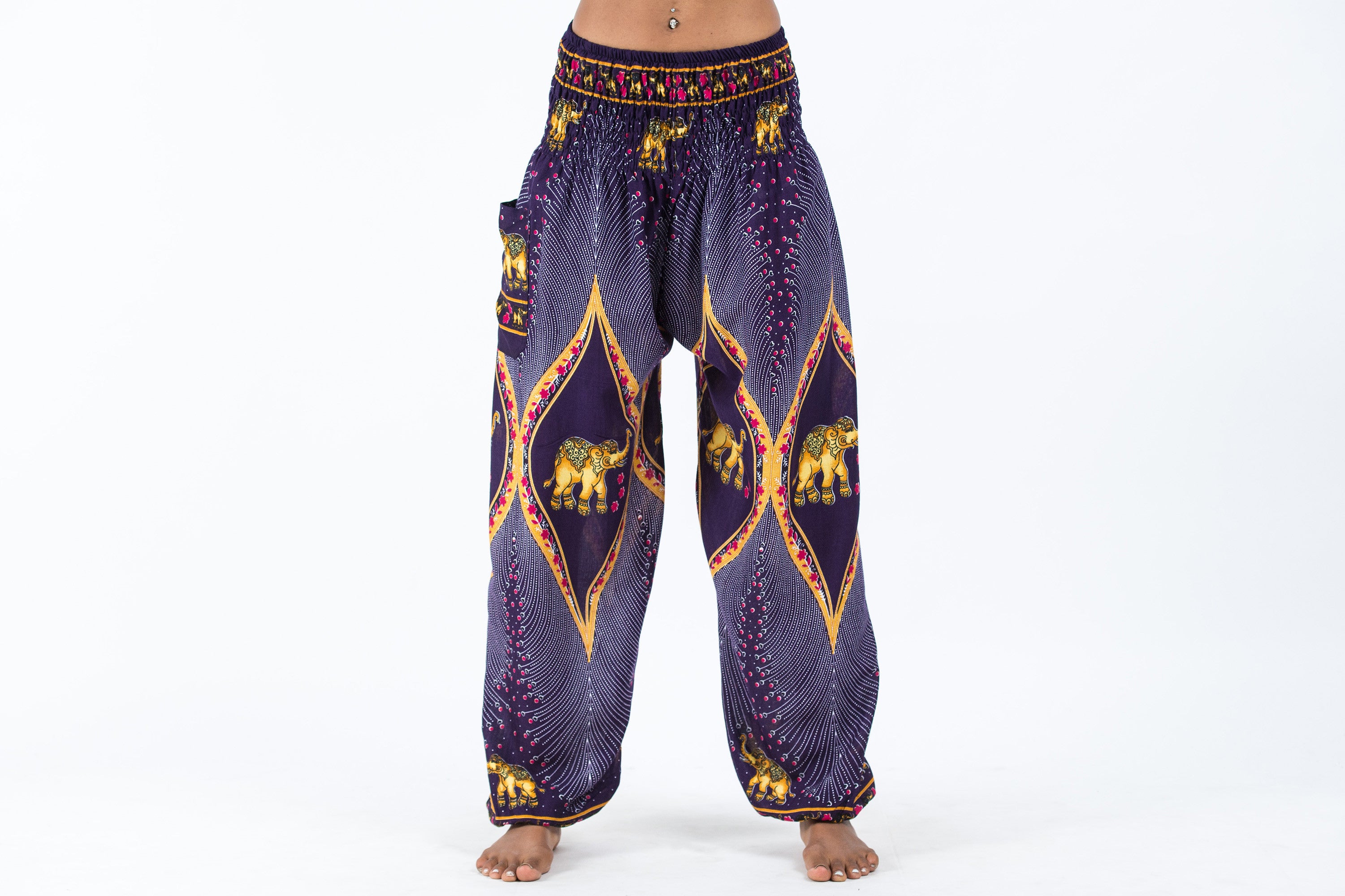 Peacock Elephant Women's Elephant Pants in Purple
