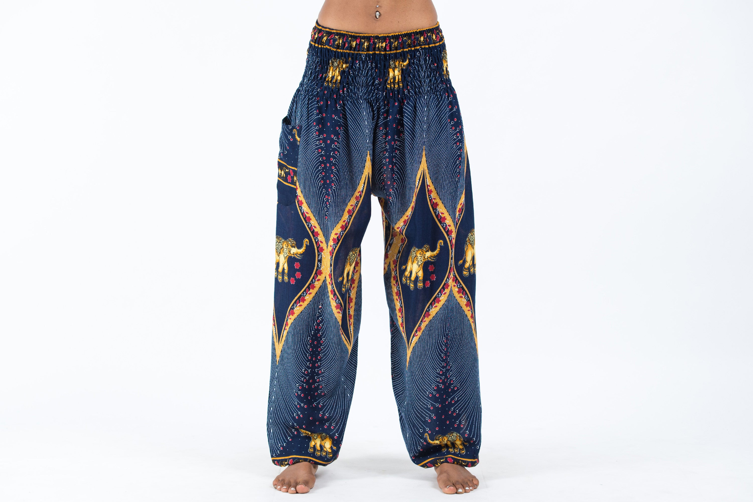 Peacock Elephant Women's Elephant Pants in Blue